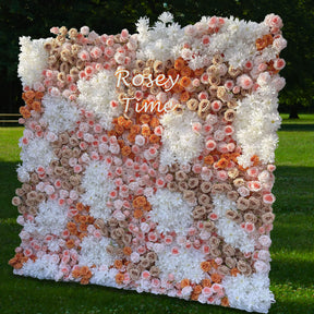 Roseytime 3D Flower Wall Roll Up Fabric Back #RTW320