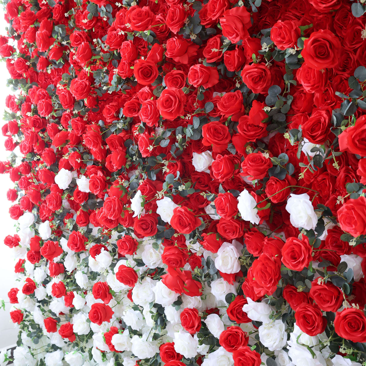 Roseytime 3D Red Gradient Flower Wall Roll Up Fabric Back #RTW143