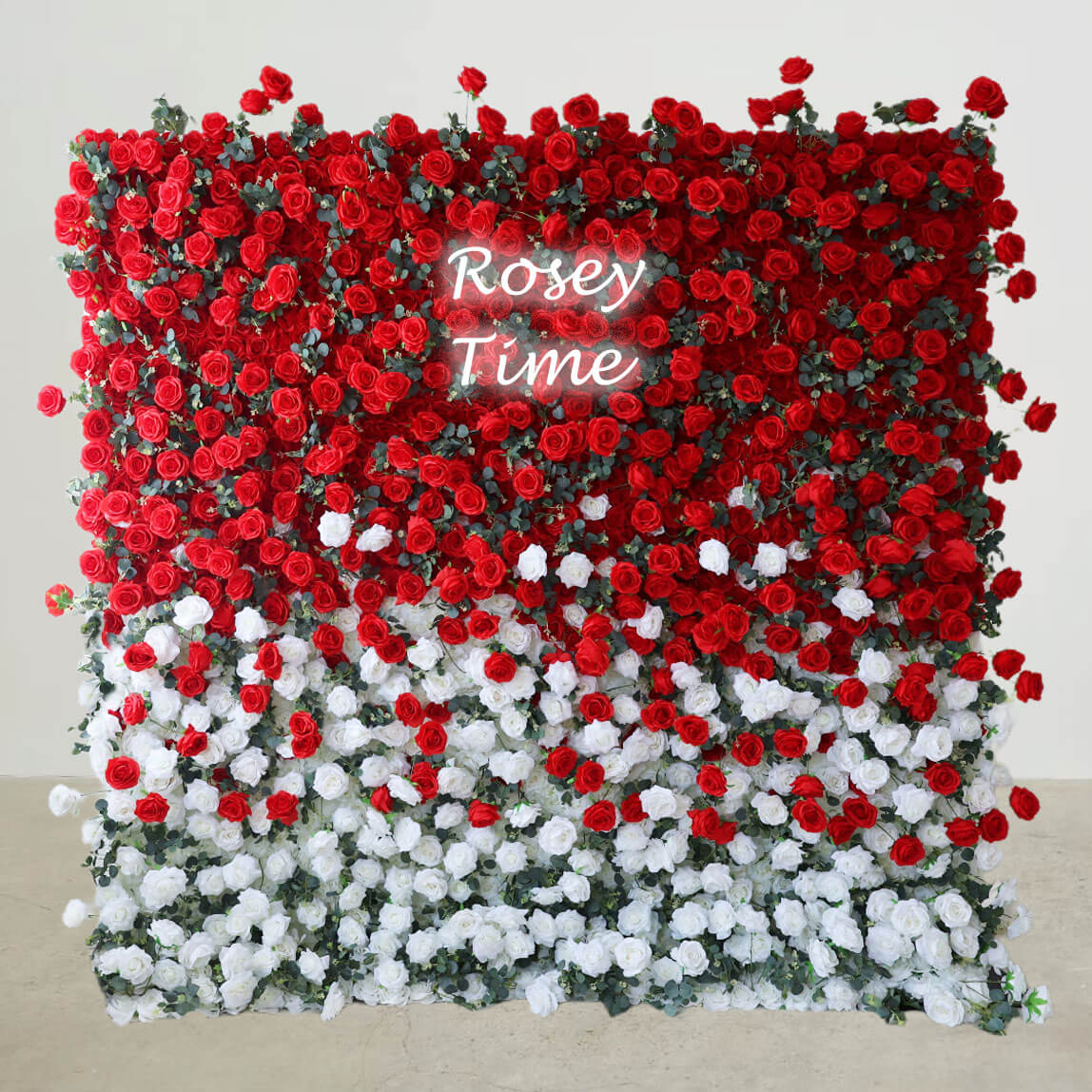 Roseytime 3D Red Gradient Flower Wall Roll Up Fabric Back #RTW143