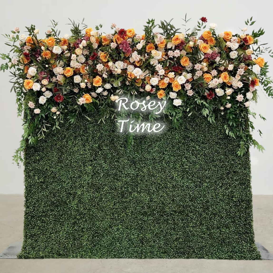 Roseytime Wedding Grass Flower Wall Roll Up Fabric Back Greenery Backdrop #RTW088