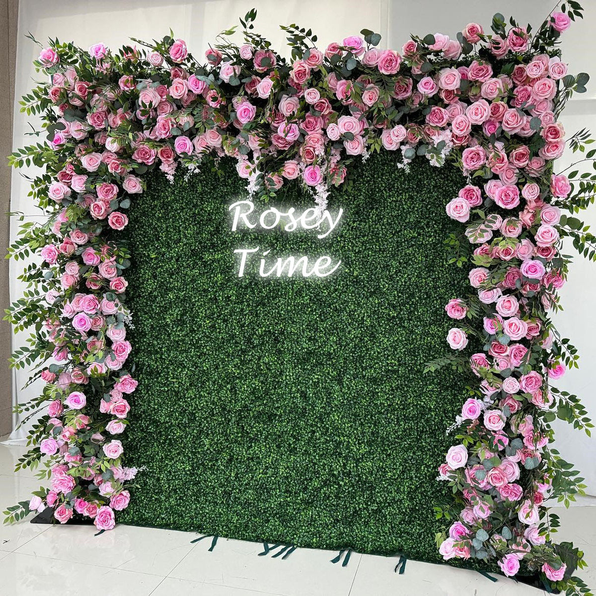 Roseytime Grass Flower Wall Greenery Backdrop Roll Up Fabric Back #RTW195