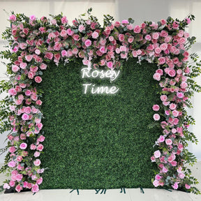 Roseytime Grass Flower Wall Greenery Backdrop Roll Up Fabric Back #RTW195