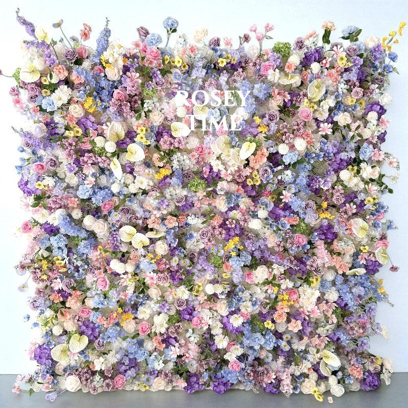 Roseytime 5D Wild Purple Flower Wall Roll Up Fabric Back #RTW315