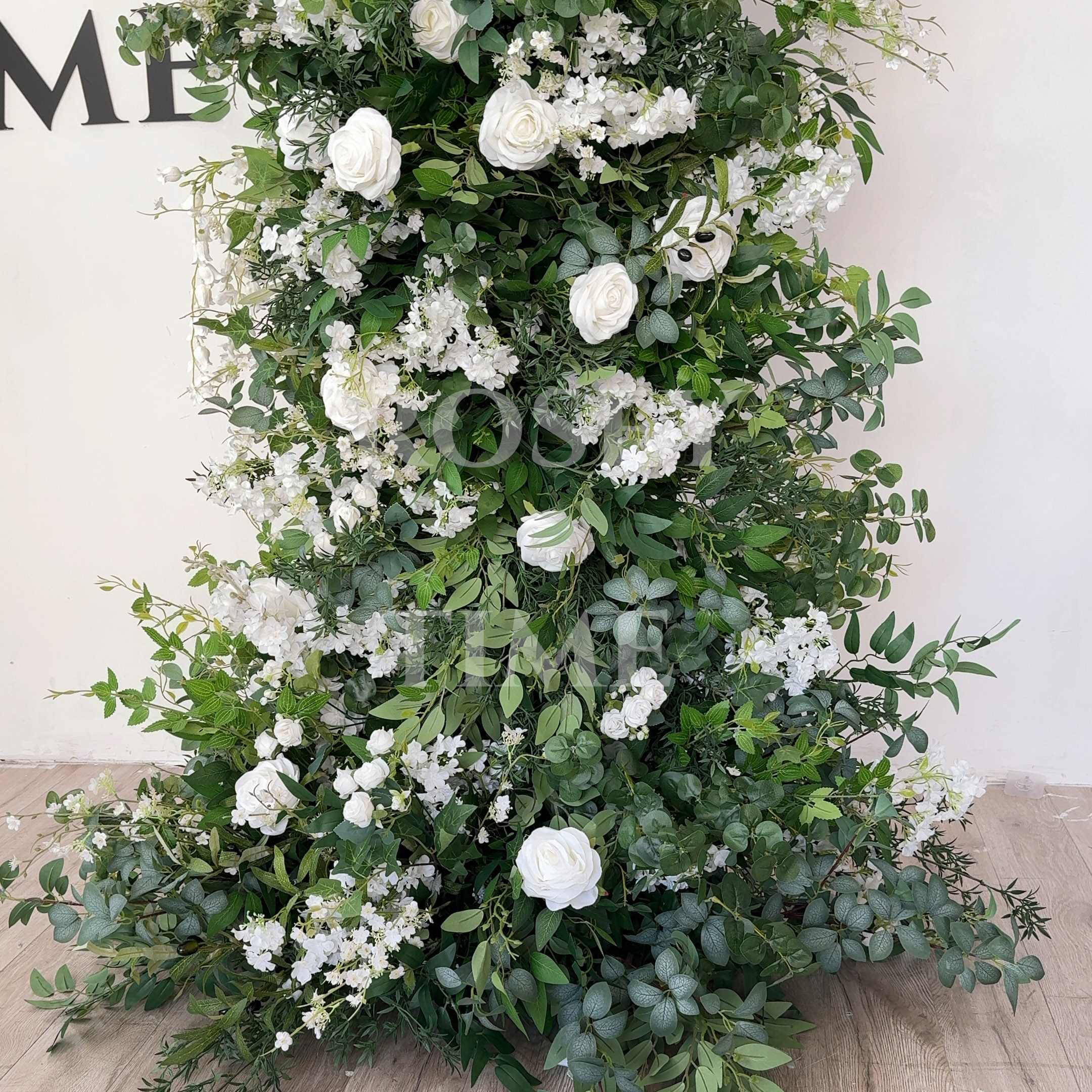 Roseytime White&Green Flower Pillars Arch with Frame #RTP105