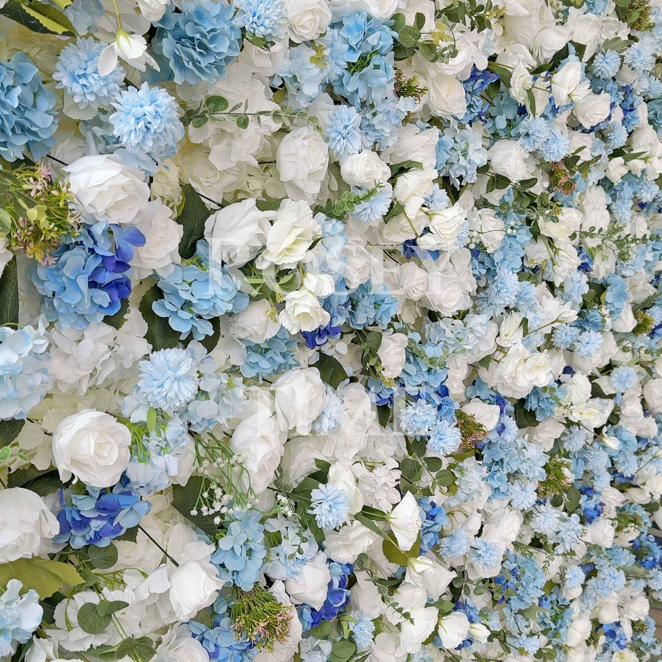 Roseytime 5D Blue Flower Wall Roll Up Fabric Back #RTW196