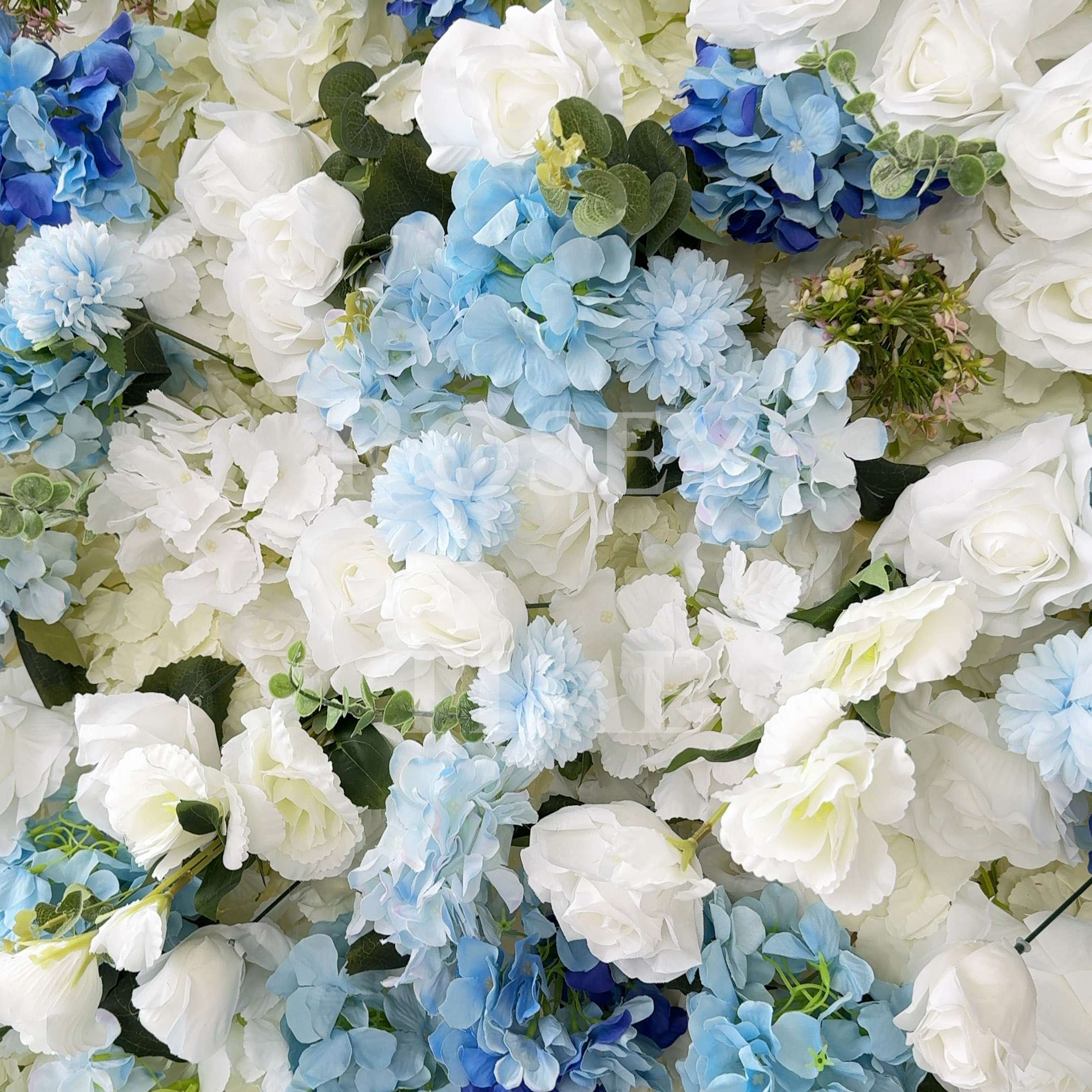 Roseytime 5D Blue Flower Wall Roll Up Fabric Back #RTW196