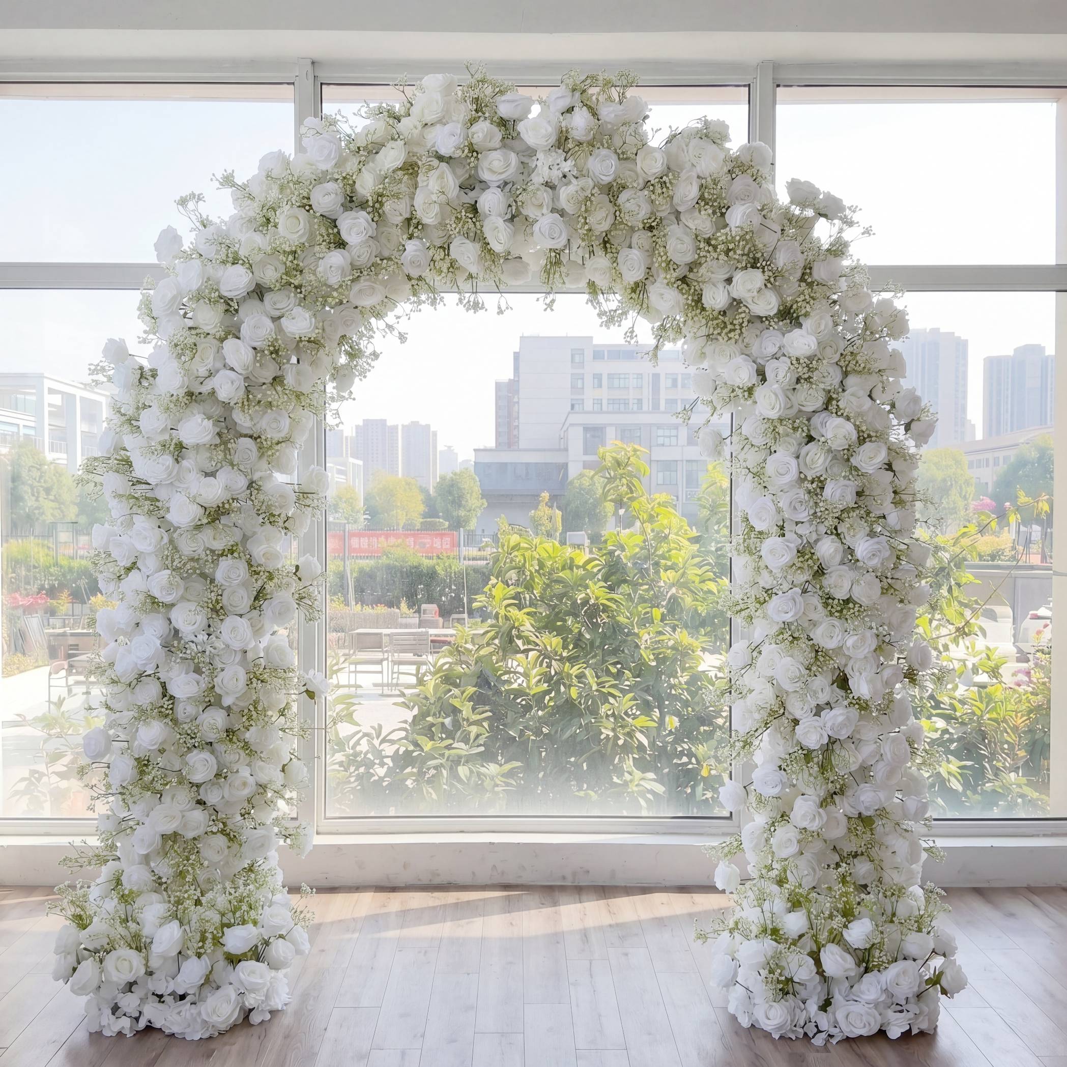 RoseyTime Wedding Flower Round Arch White Rose Hydrangea #RTA063