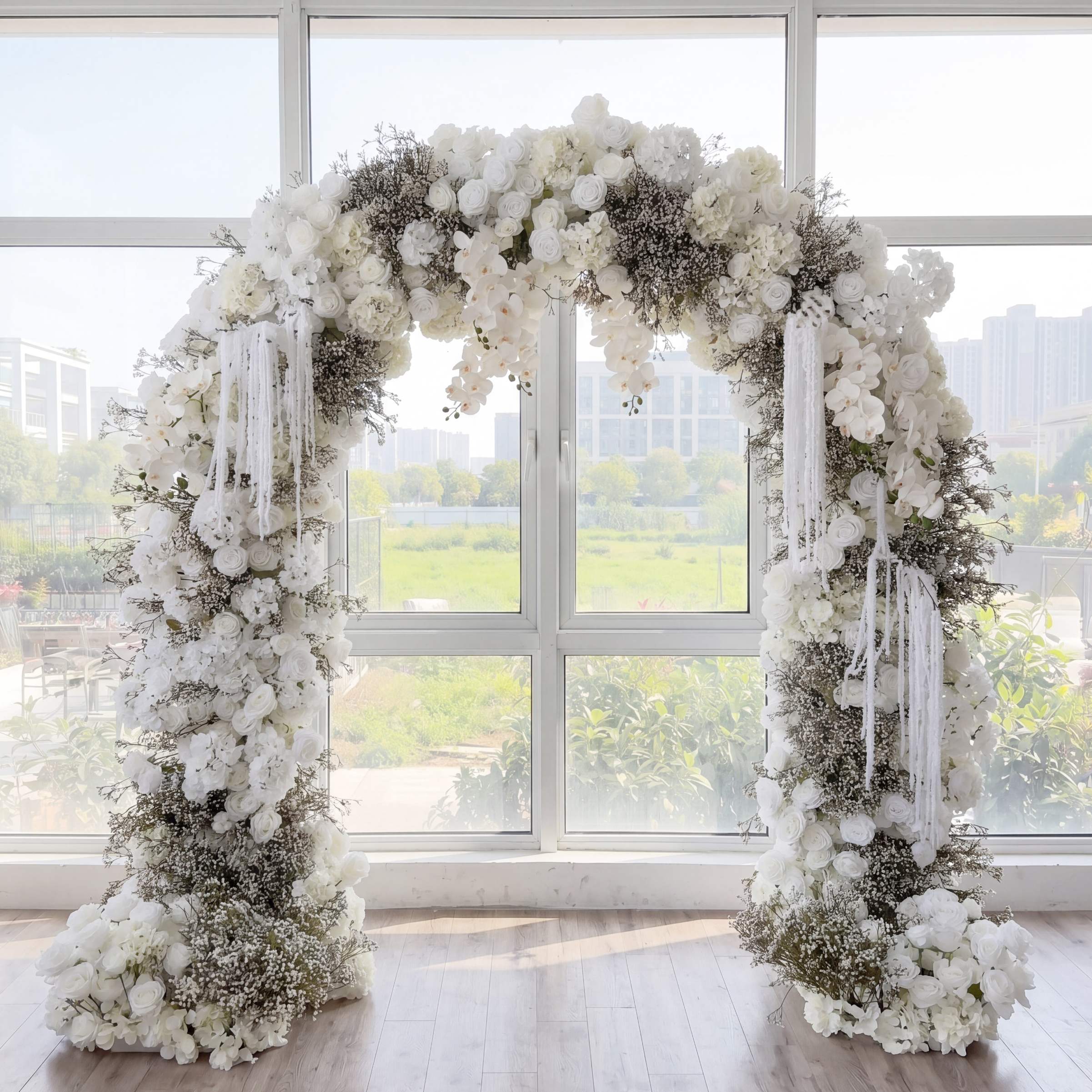 RoseyTime White Baby's Breath Flower Round Arch #RTA105