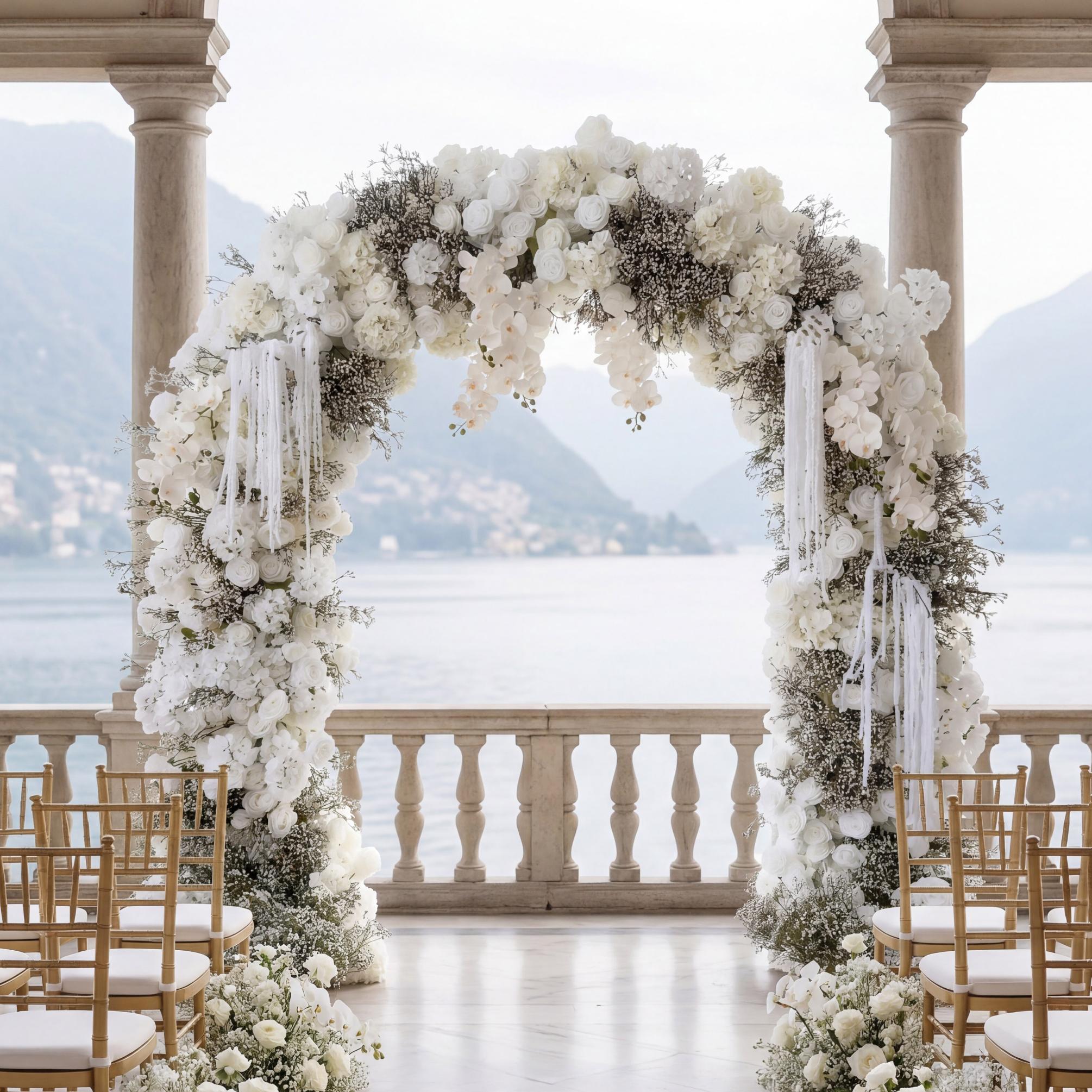 RoseyTime White Baby's Breath Flower Round Arch #RTA105