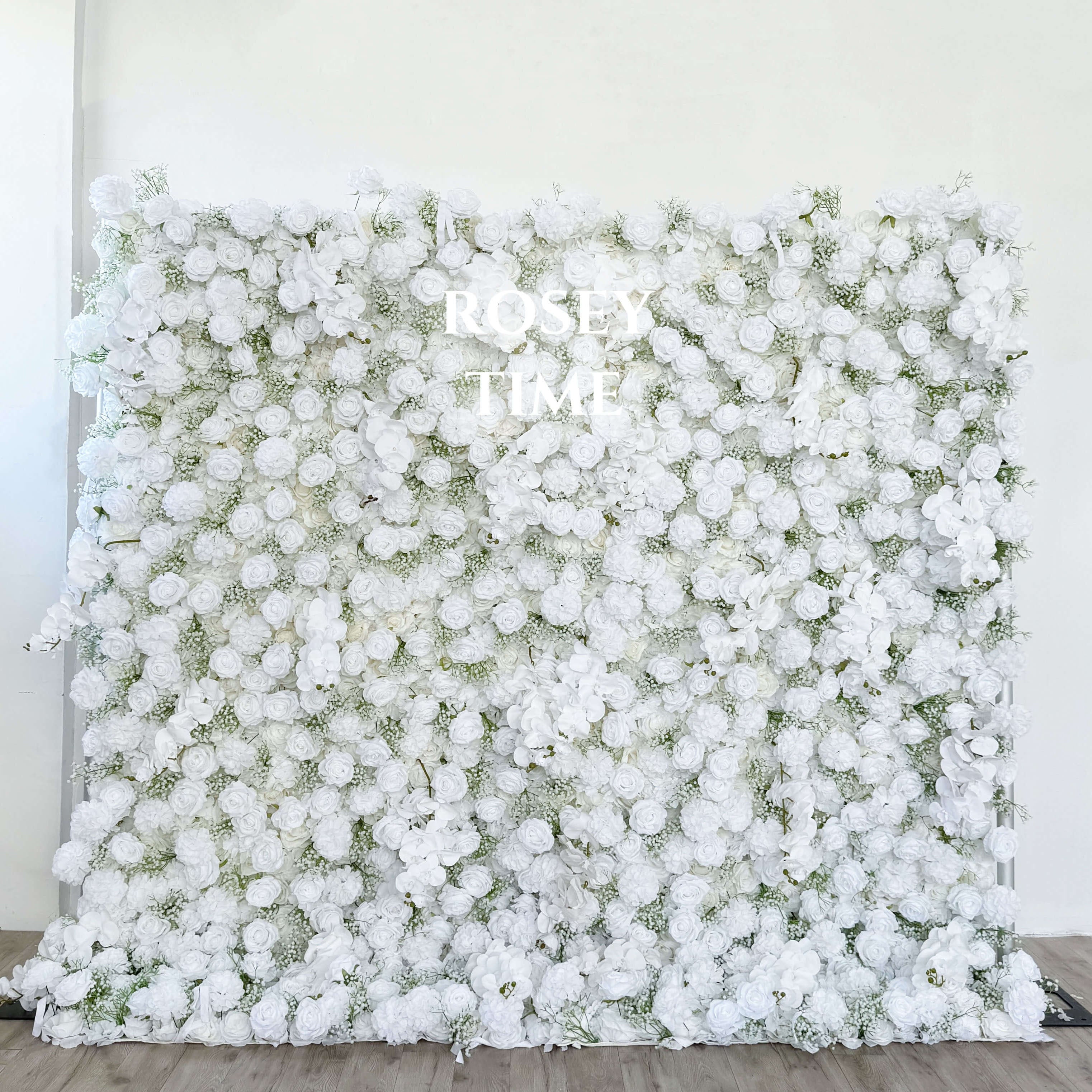 Roseytime 5D White Baby's Breath Flower Wall Roll Up Fabric Back #RTW238