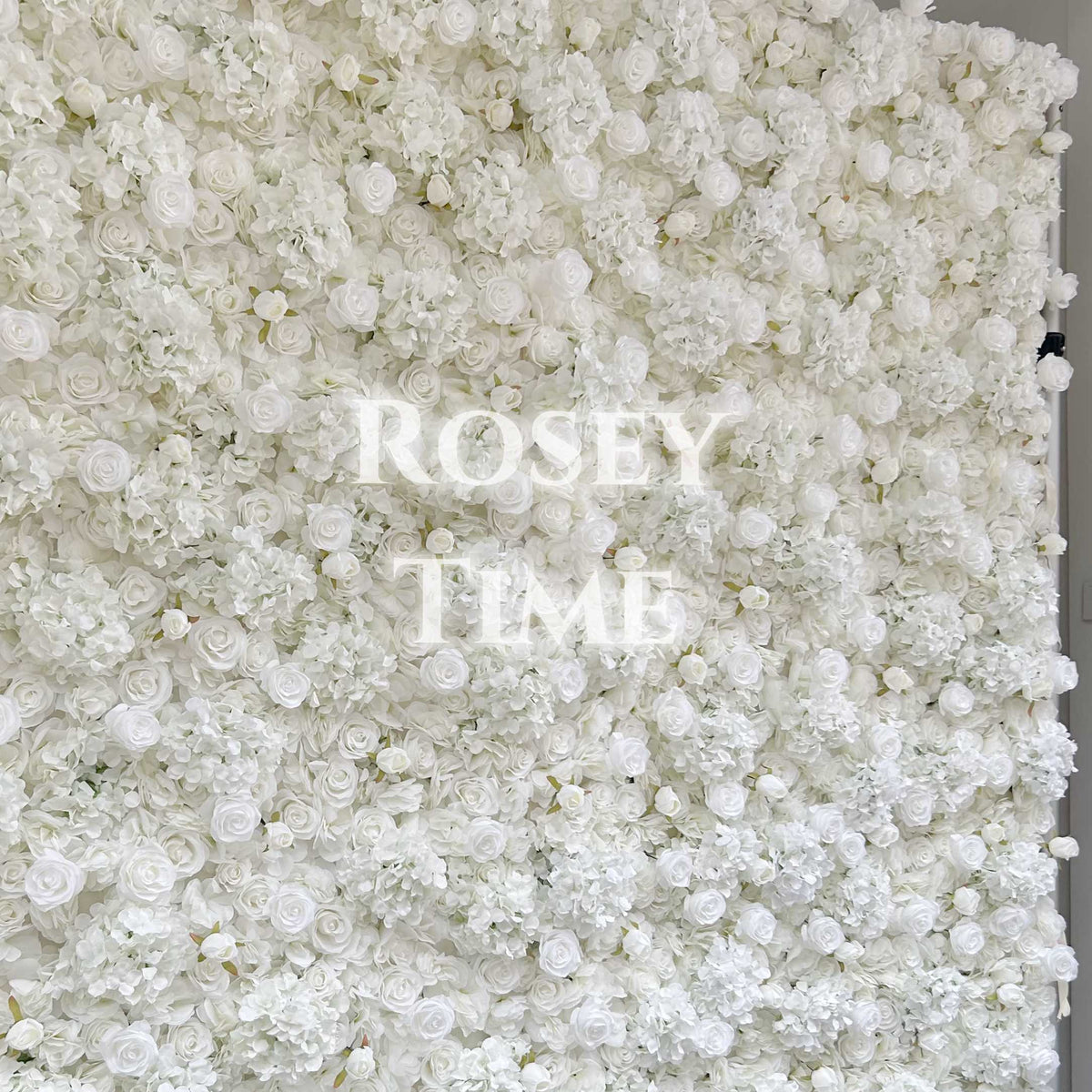 Roseytime 3D White Flower Wall Roll Up Fabric Back #RTW300