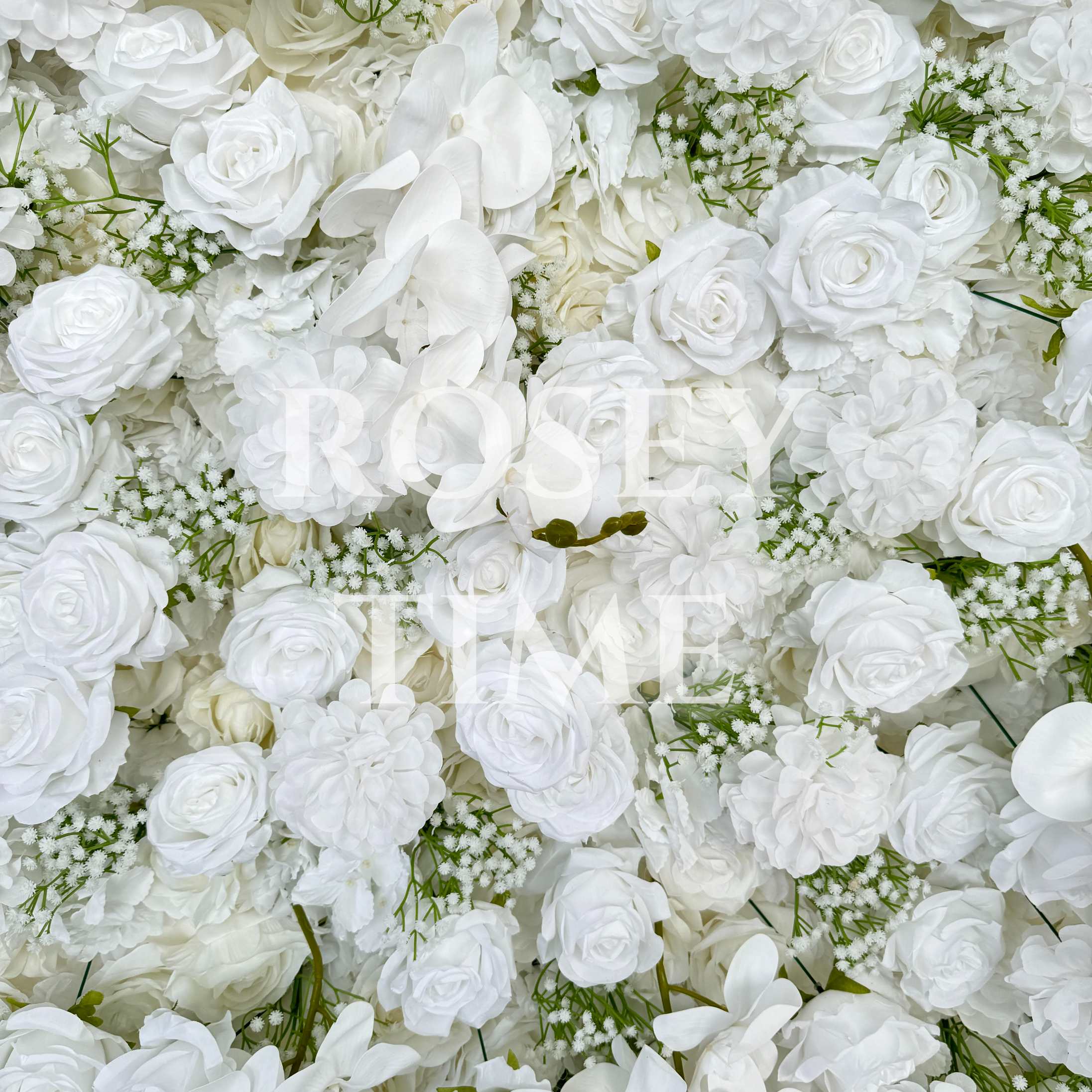 Roseytime 5D White Baby's Breath Flower Wall Roll Up Fabric Back #RTW238