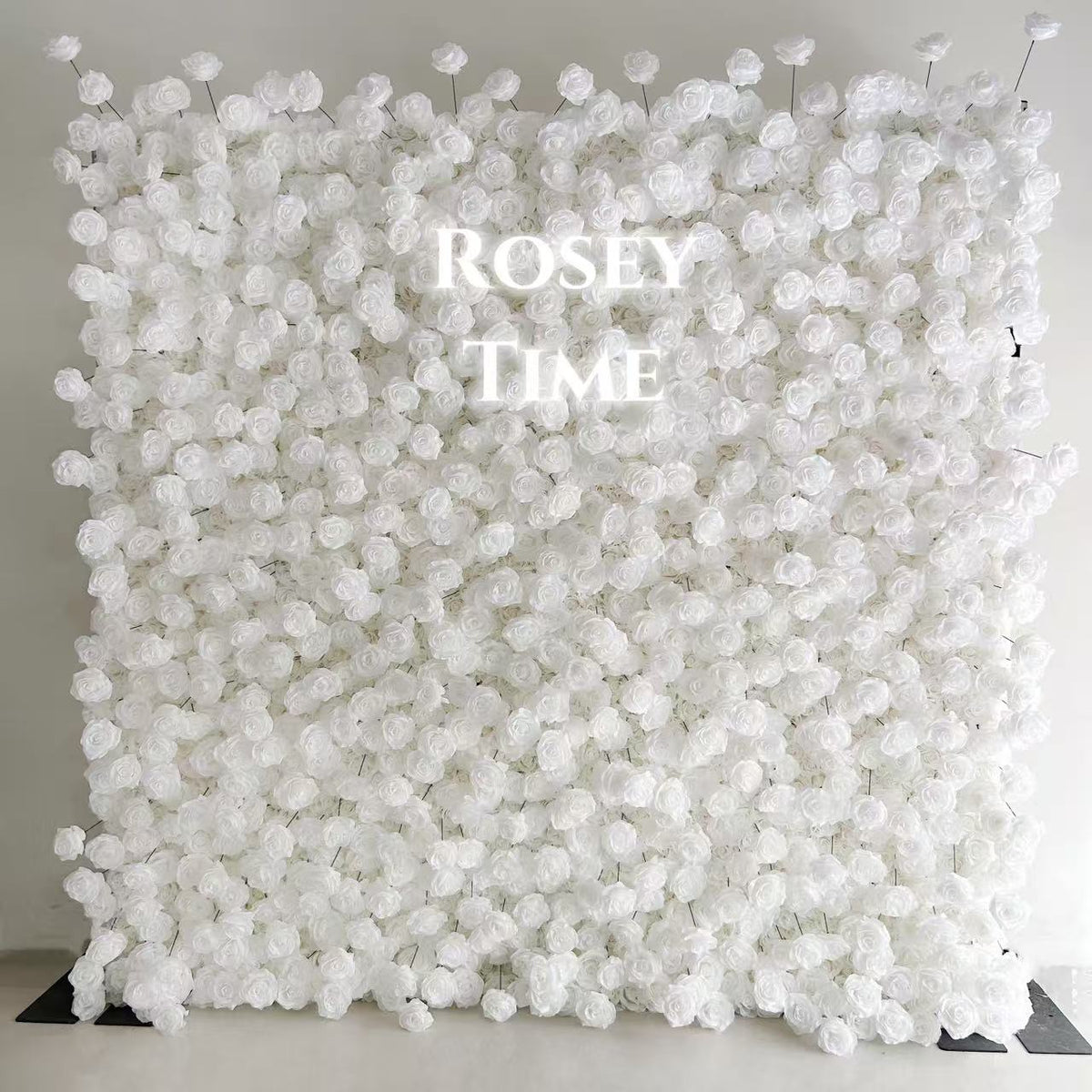 💥BF Sale: 3D White Roses Flower Wall Roll Up Fabric Back #RTW033