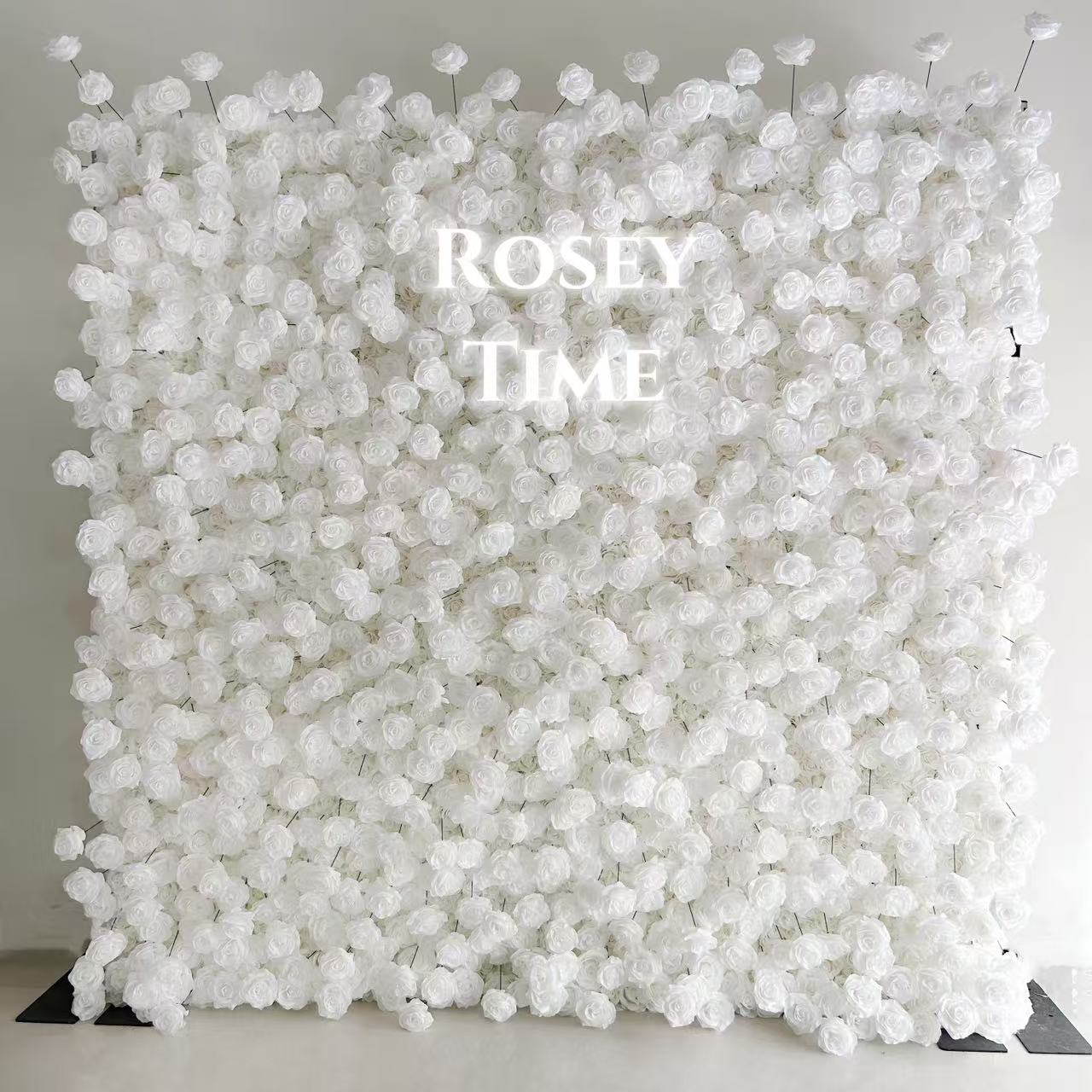 💥BF Sale: 3D White Roses Flower Wall Roll Up Fabric Back #RTW033