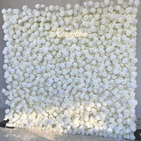 Roseytime 5D White Flower Wall Roll Up Fabric Back#RTW019