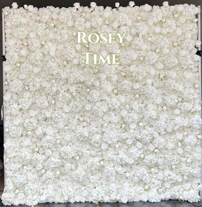 Roseytime 3D White Flower Wall Roll Up Fabric Back #RTW300