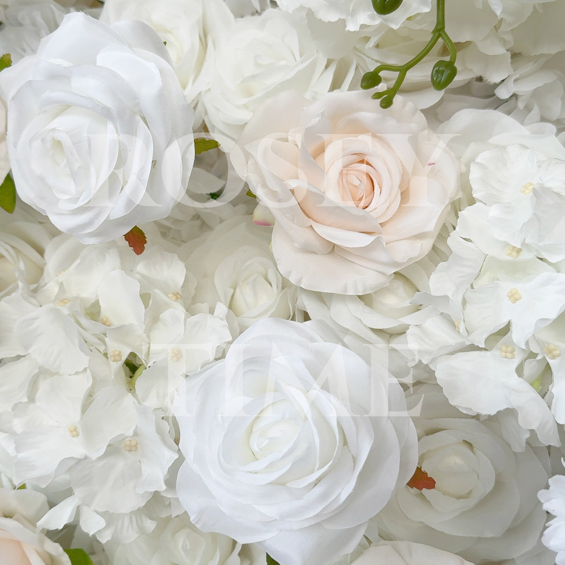 Roseytime 5D White Flower Wall Roll Up Fabric Back #RTW114