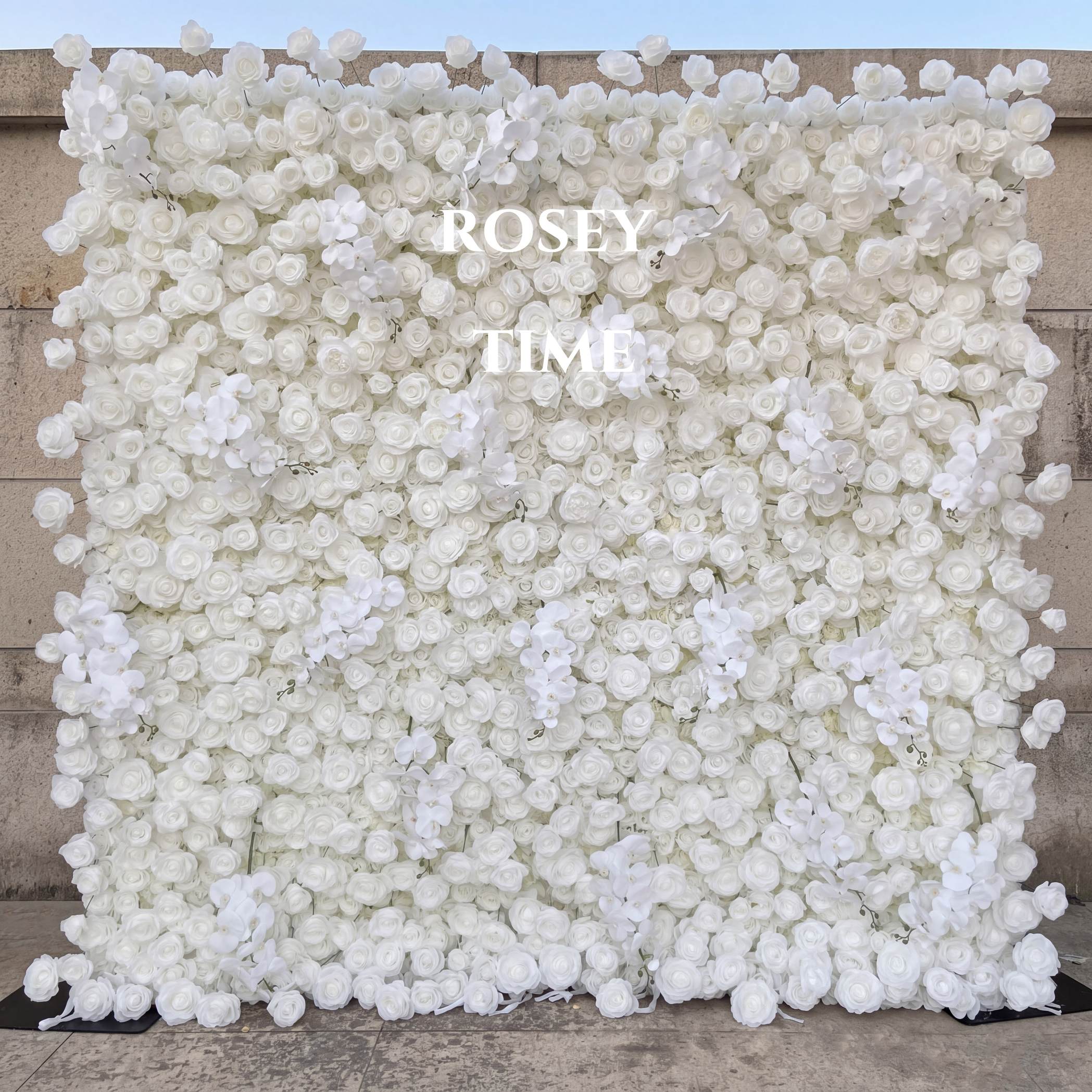 Roseytime 3D Artificial Flower Wall Rolling Up White Rose #RTW117