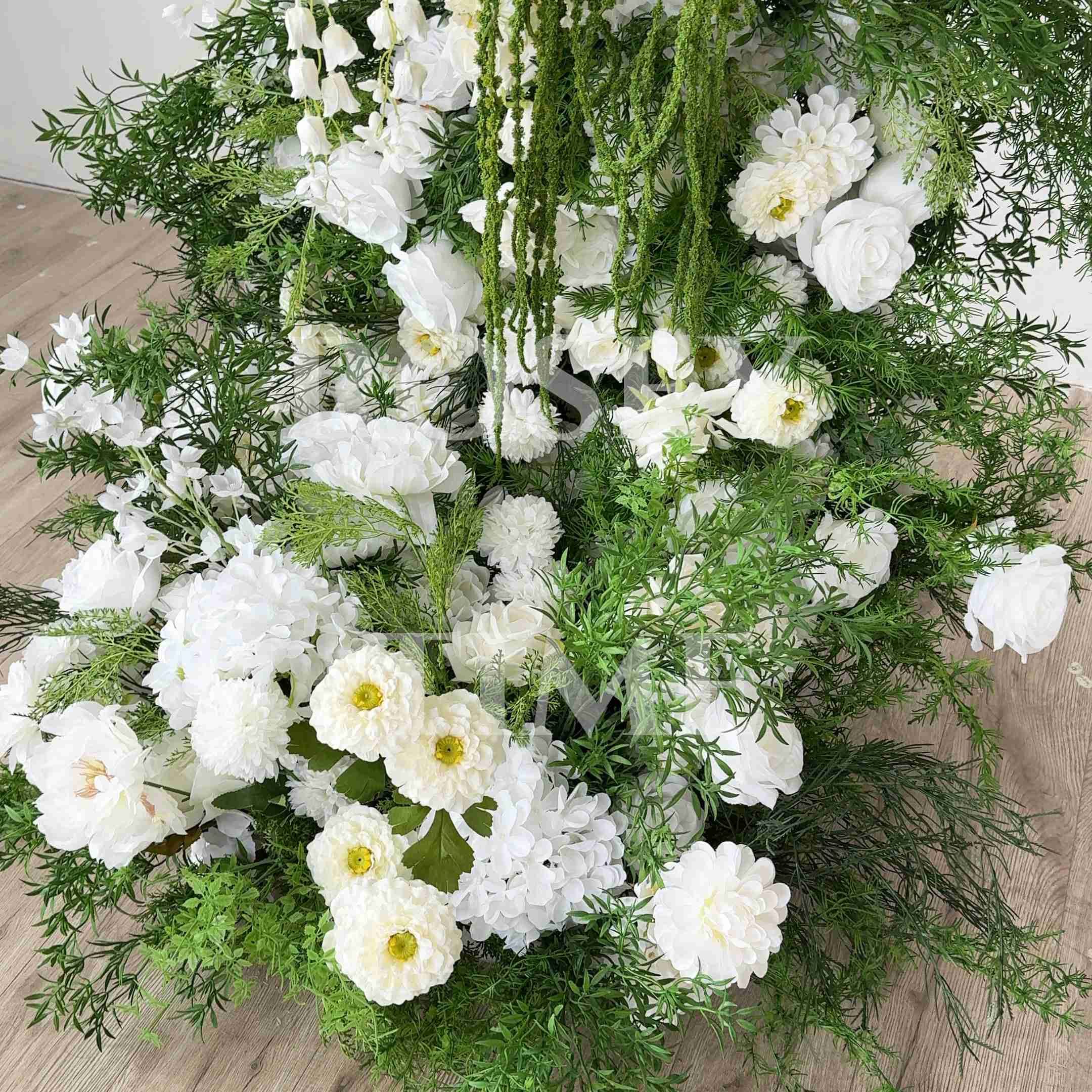 RoseyTime White&Green Flower Arch n-shape Round Arch #RTA146