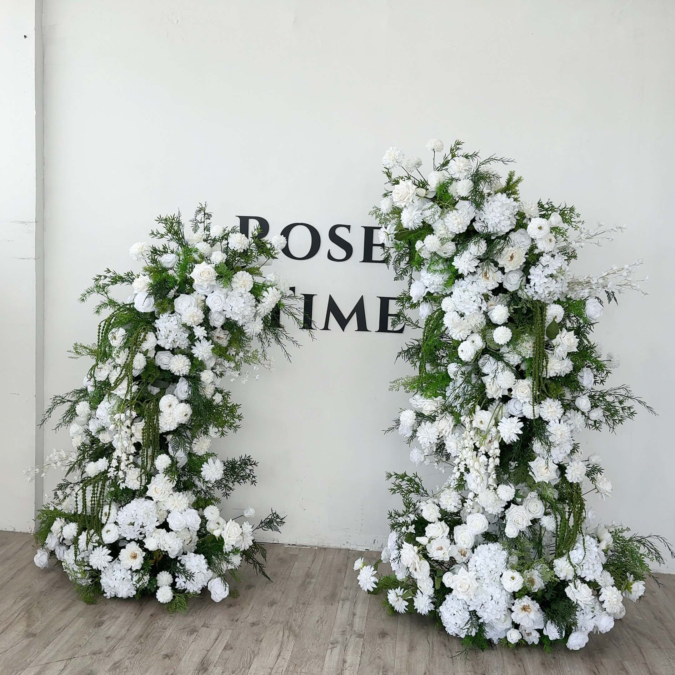 Roseytime White&Green Flower Pillars Arch with Frame #RTP101