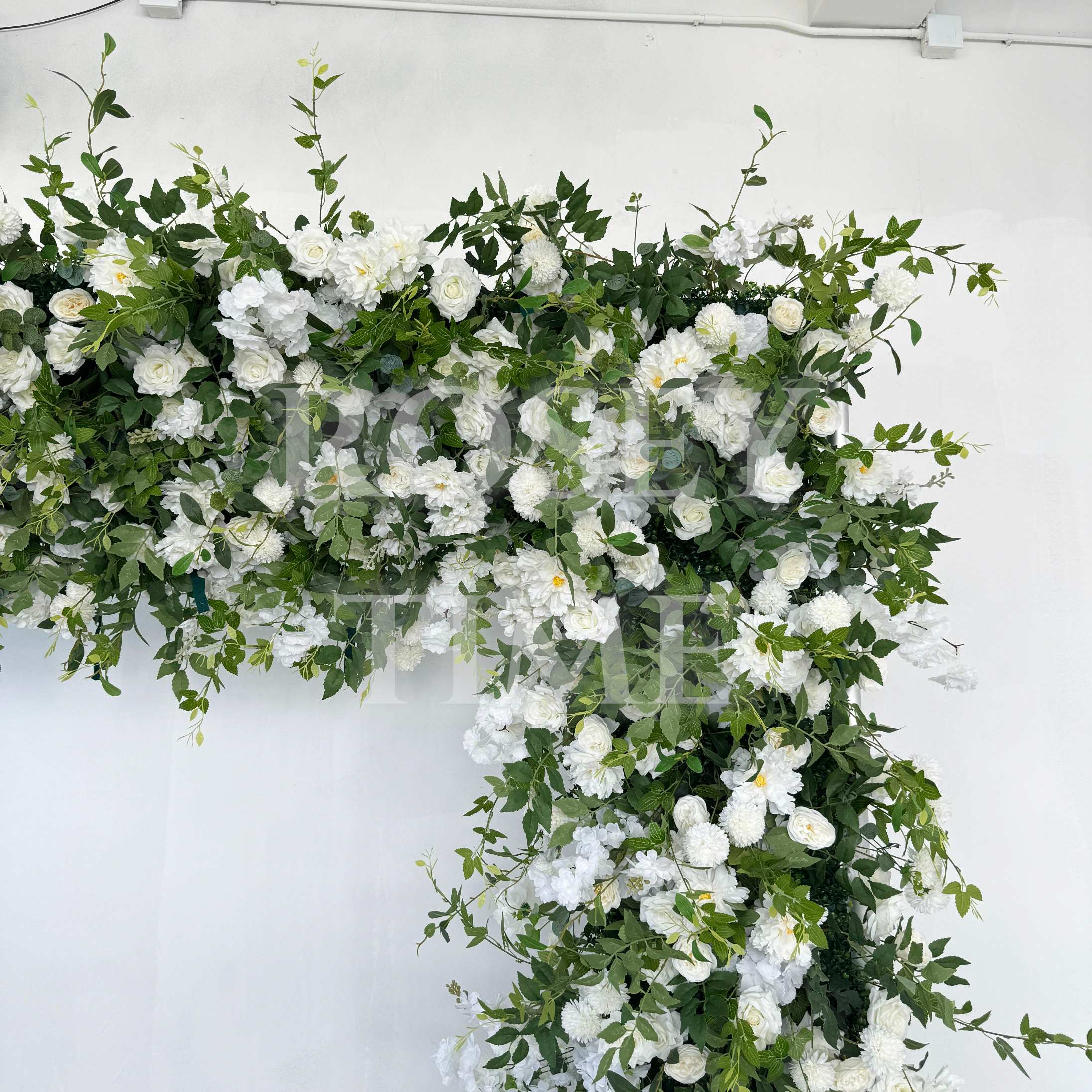 Roseytime White&Green Square Flower Arch Fabric Back#RTA059