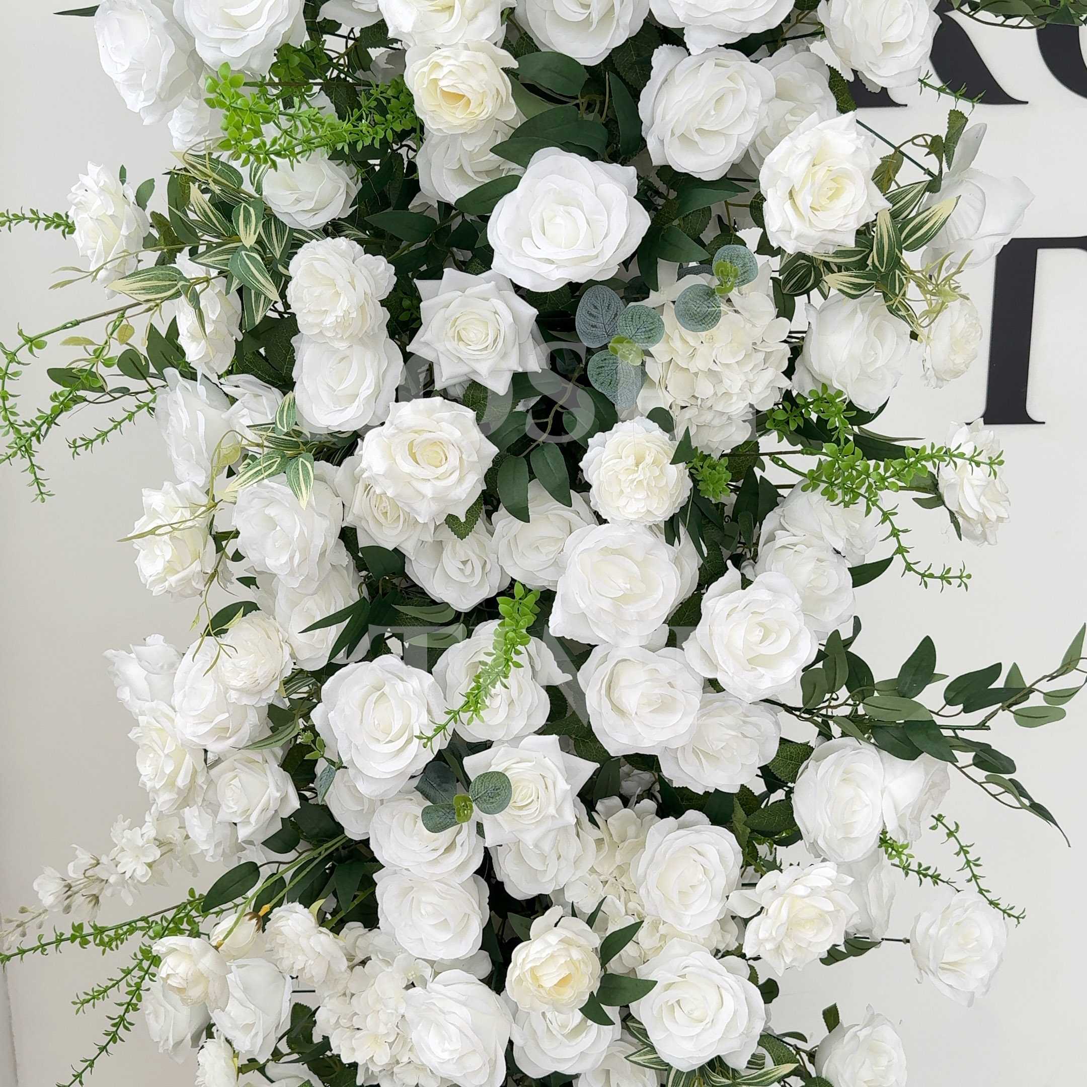 RoseyTime White&Green Flower Arch n-shape Round Arch #RTA110