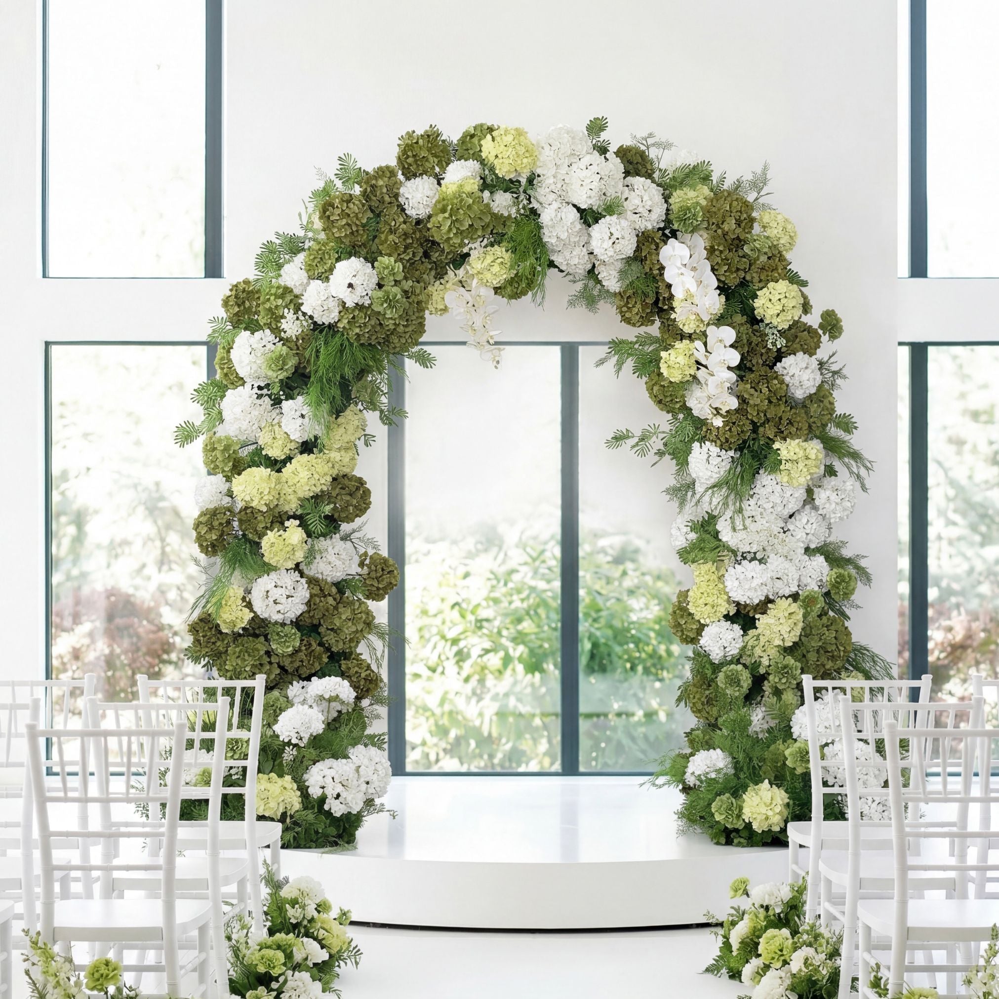 RoseyTime 2026 Green Harmony Hydrangea Flower Arch n-shape Round Arch #RTA378