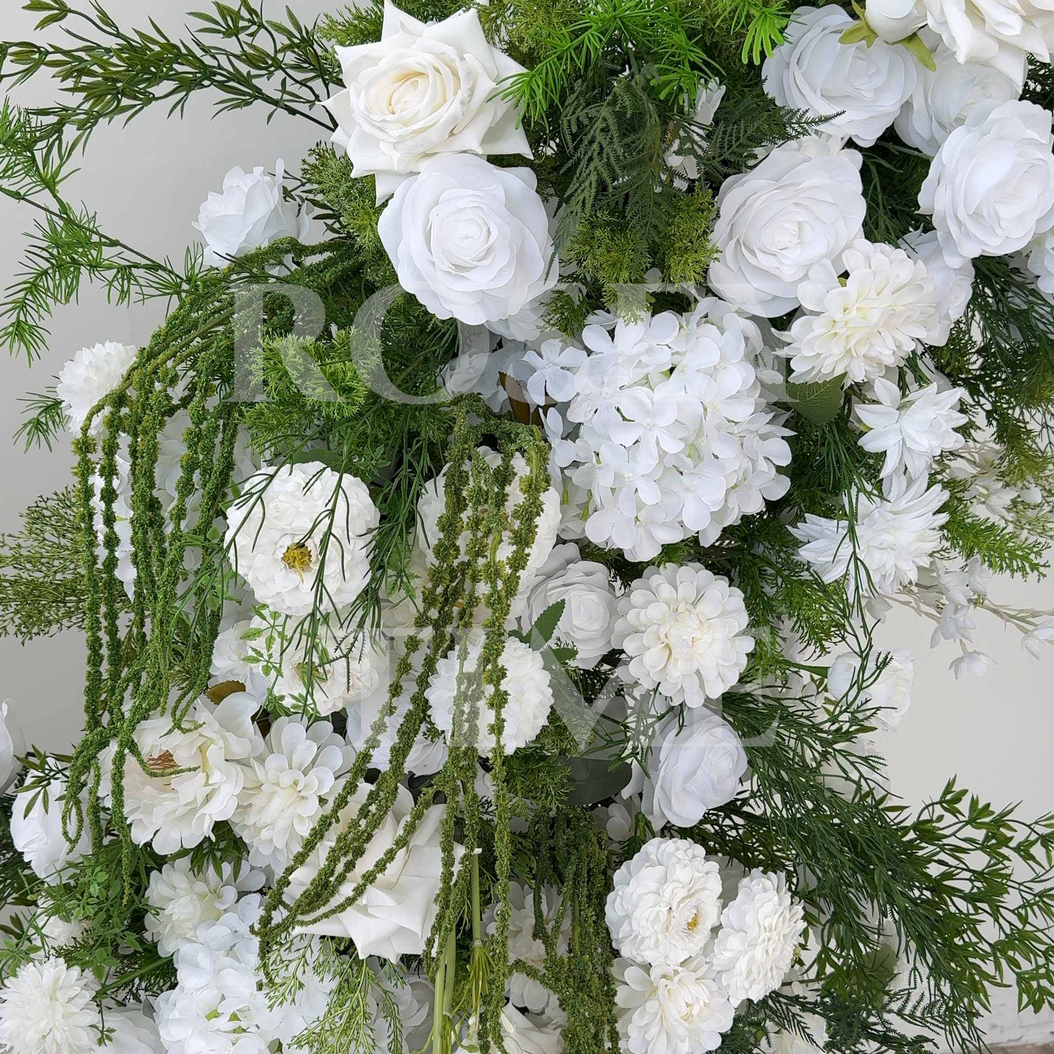 Roseytime White&Green Flower Pillars Arch with Frame #RTP101