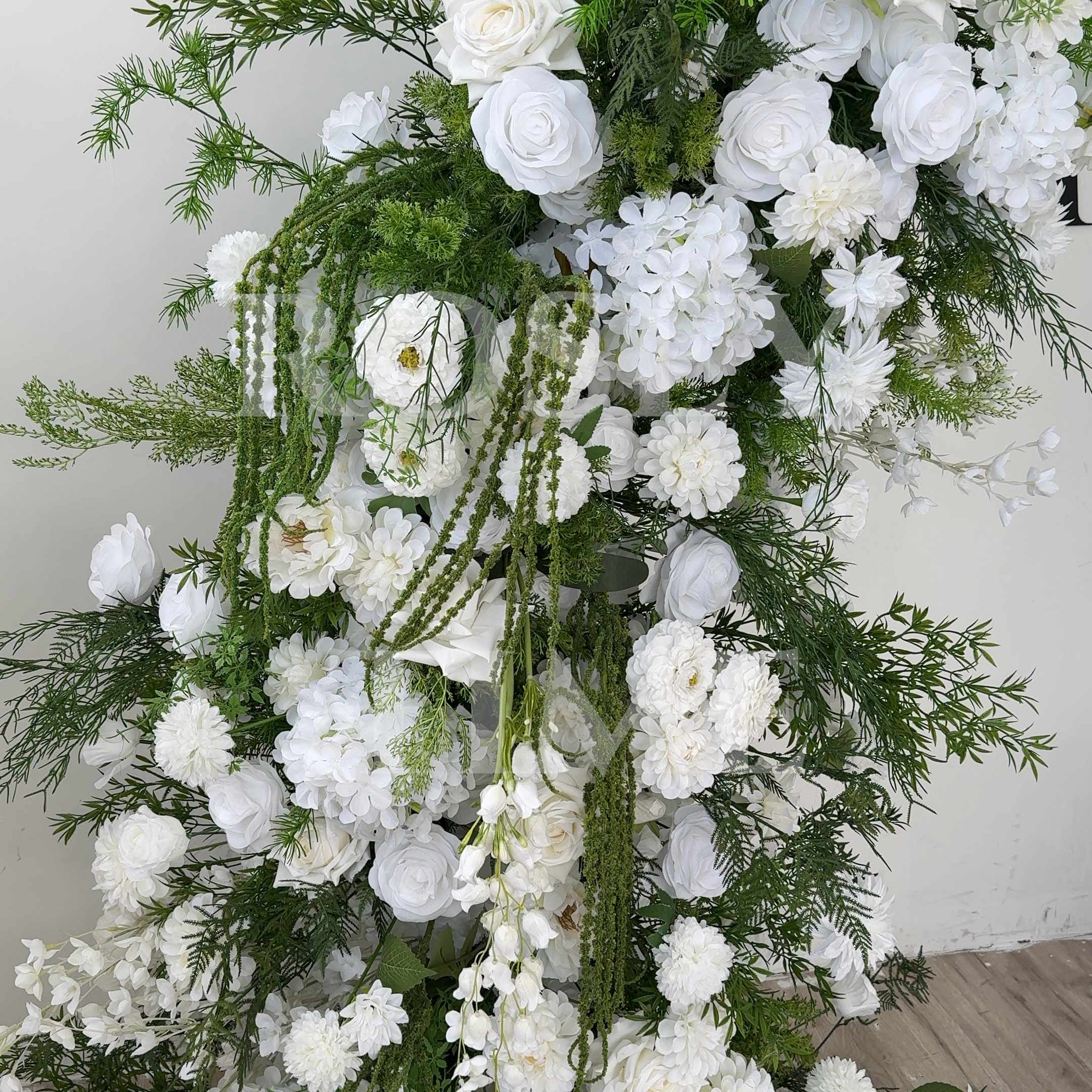 Roseytime White&Green Flower Pillars Arch with Frame #RTP101