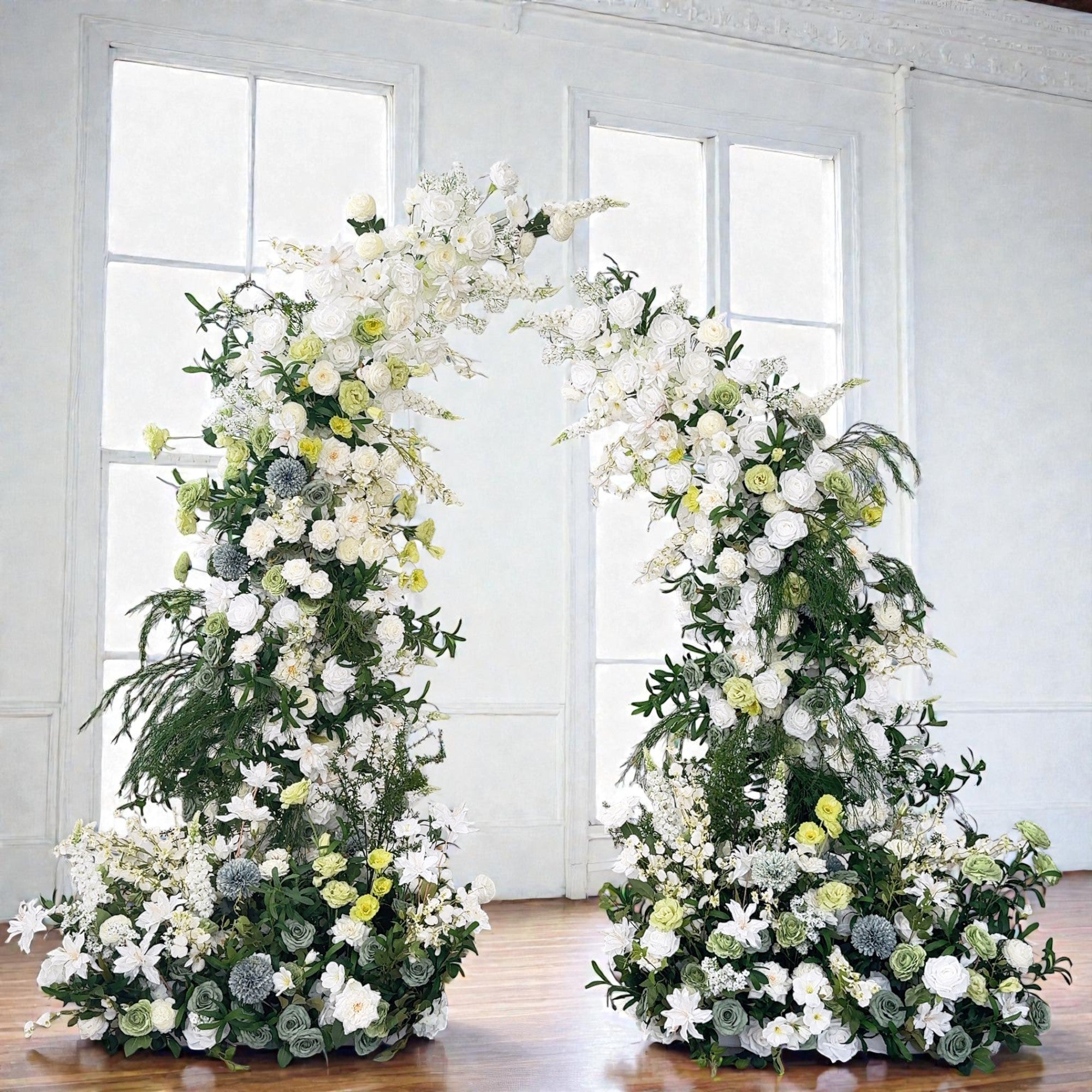 RoseyTime Green Flower Pillars Arch with Frame #RTP034