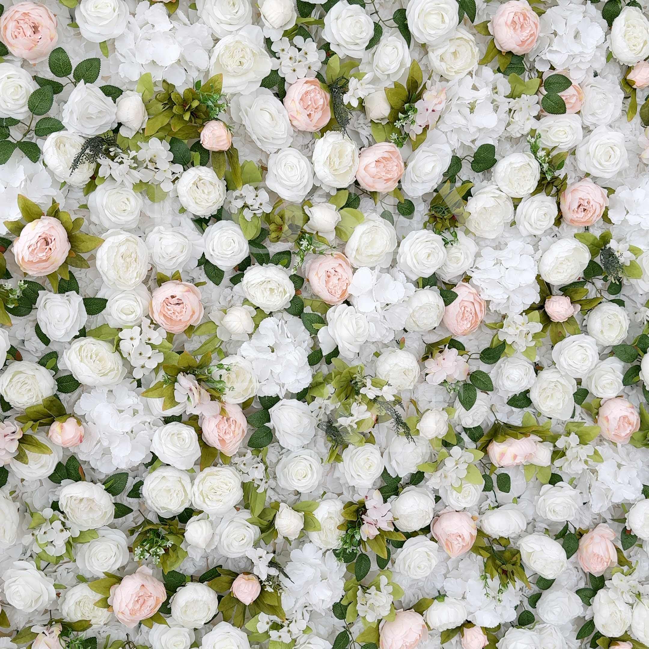 Roseytime 3D White&Green Flower Wall Roll Up Fabric Back #RTW199