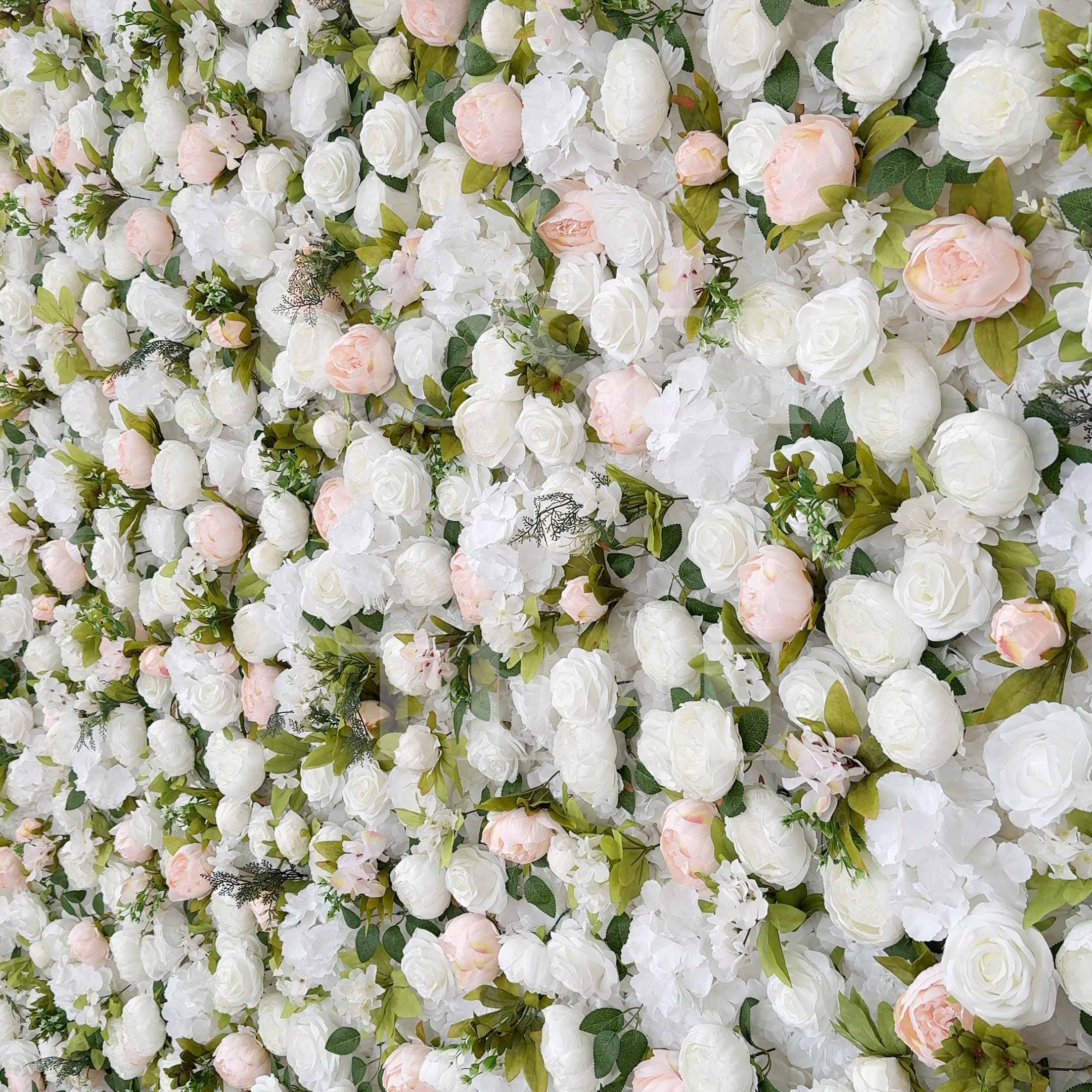 Roseytime 3D White&Green Flower Wall Roll Up Fabric Back #RTW199