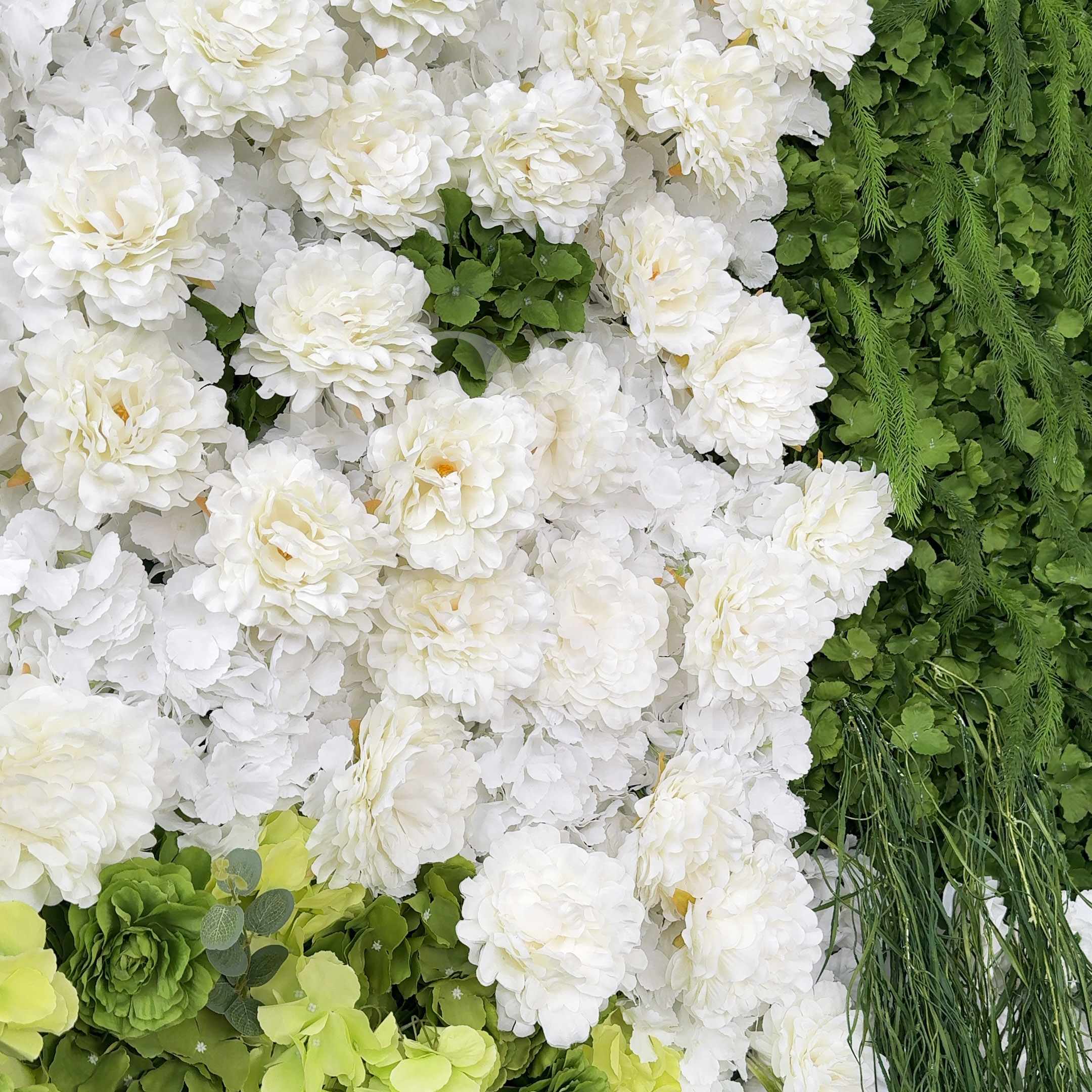 Roseytime 3D White&Green Flower Wall Roll Up Fabric Back #RTW361