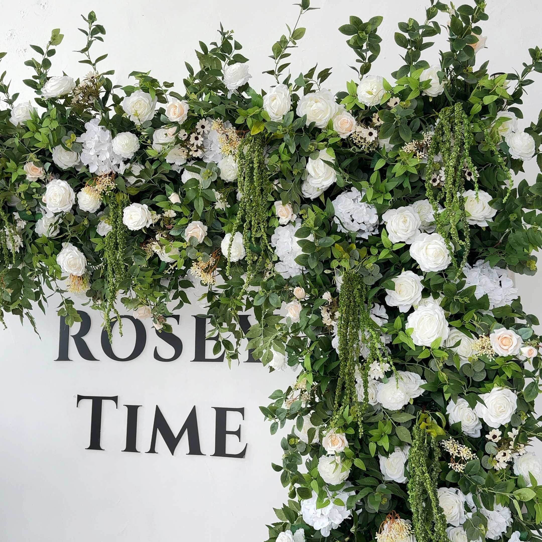 Roseytime Green&White Square Flower Arch Fabric Back#RTA090