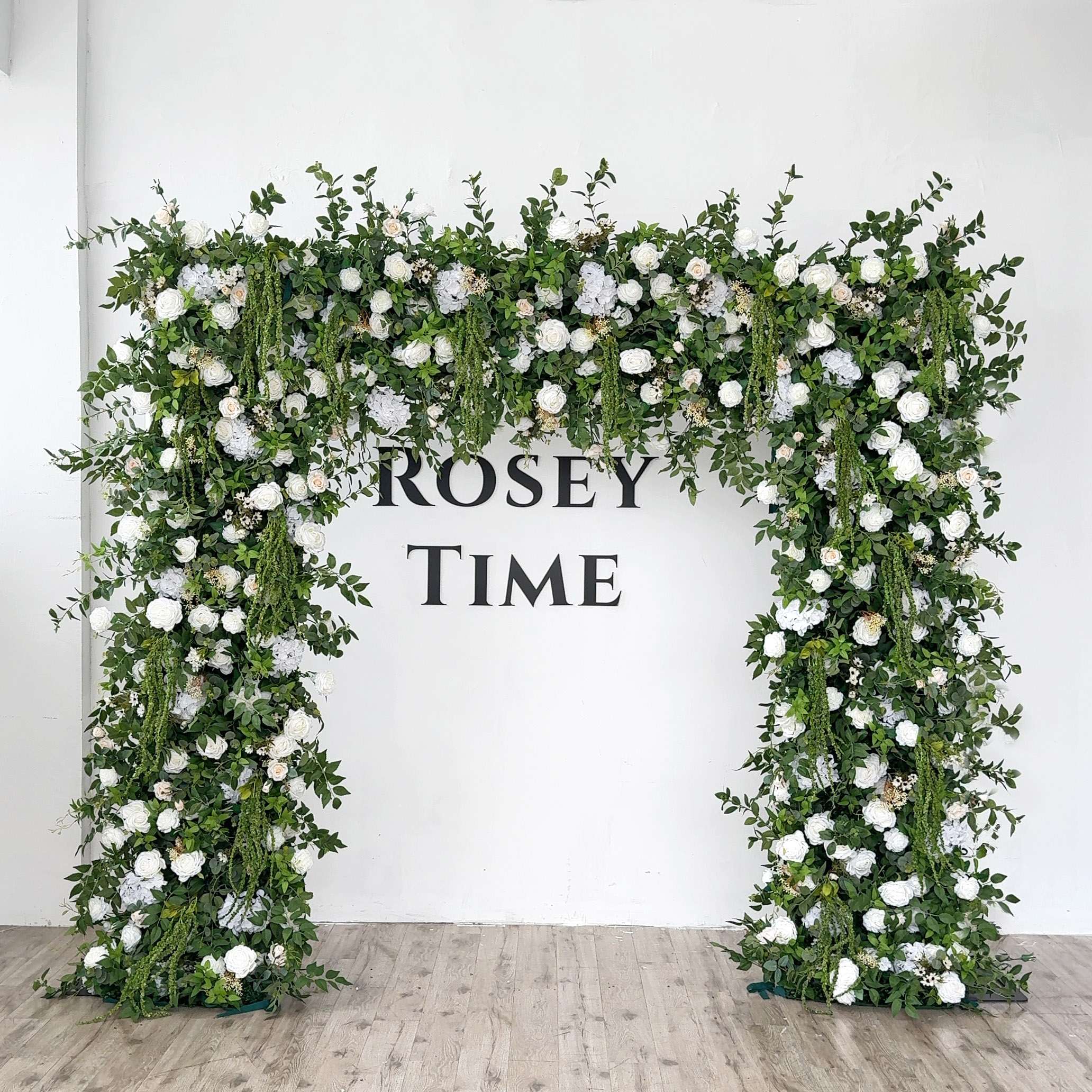 Roseytime Green&White Square Flower Arch Fabric Back#RTA090