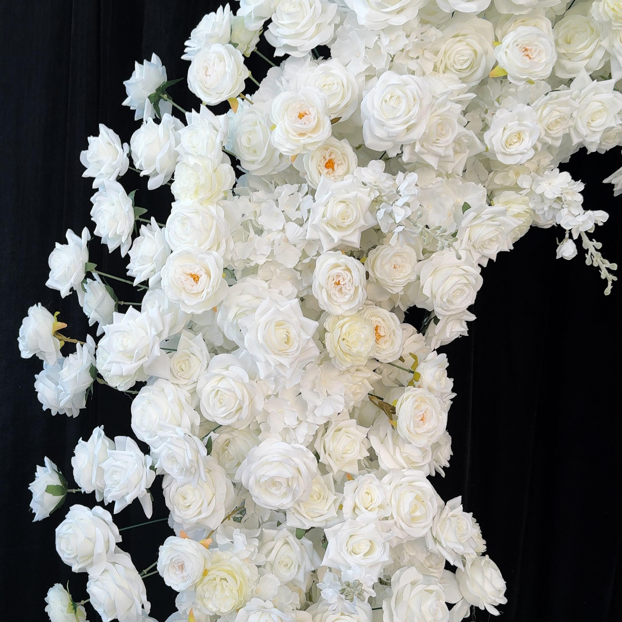 RoseyTime White Heart Artificial Flower Arches Set With Frame Wedding Backdrop Decor