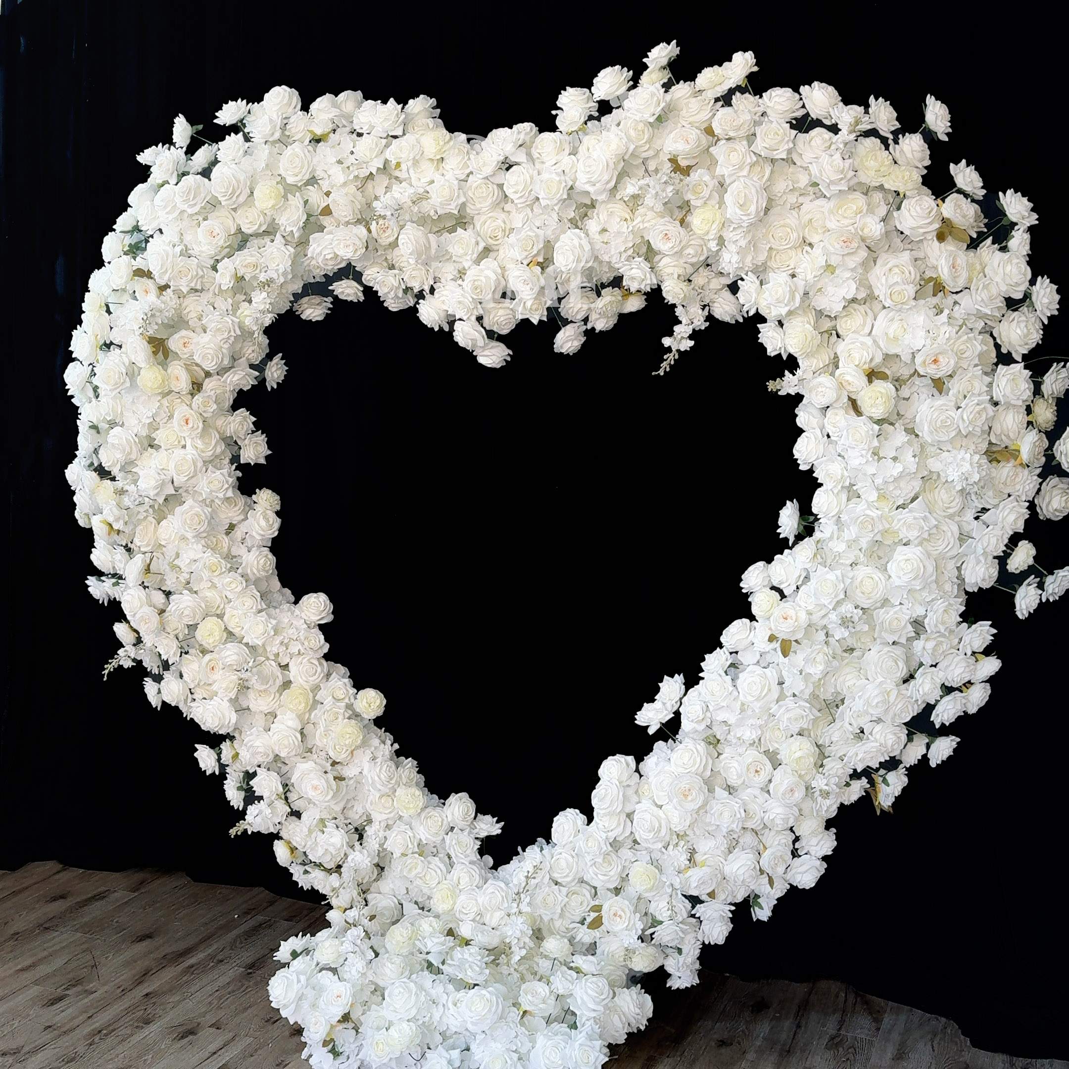 RoseyTime White Heart Artificial Flower Arches Set With Frame Wedding Backdrop Decor