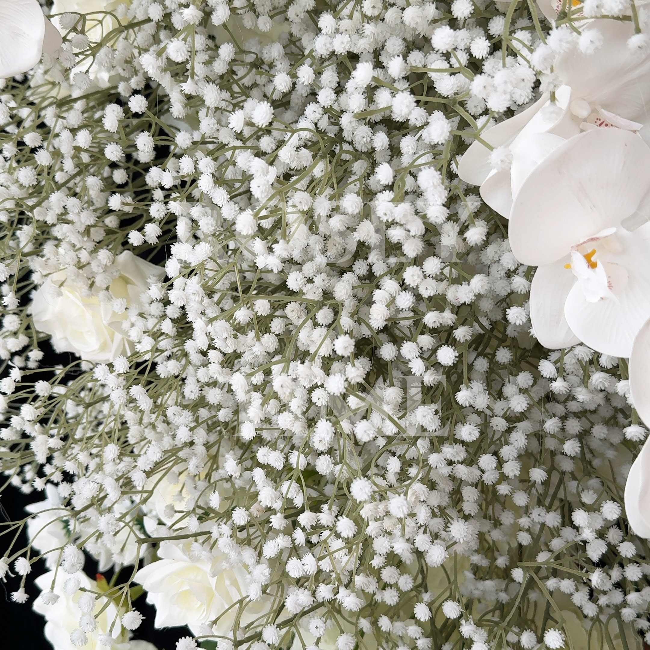 RoseyTime White Roses&Baby's Breath Flower Arch n-shape Round Arch #RTA151