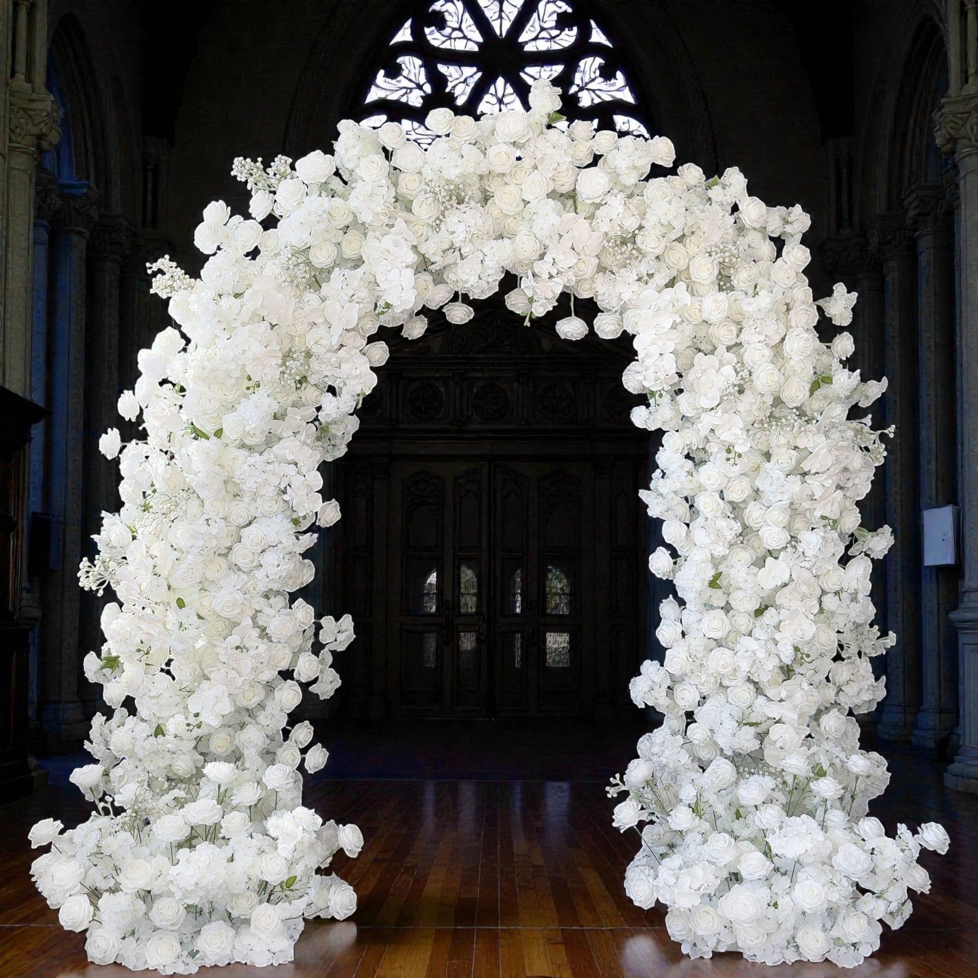 RoseyTime White Flower Arch n-shape Round Arch #RTA108