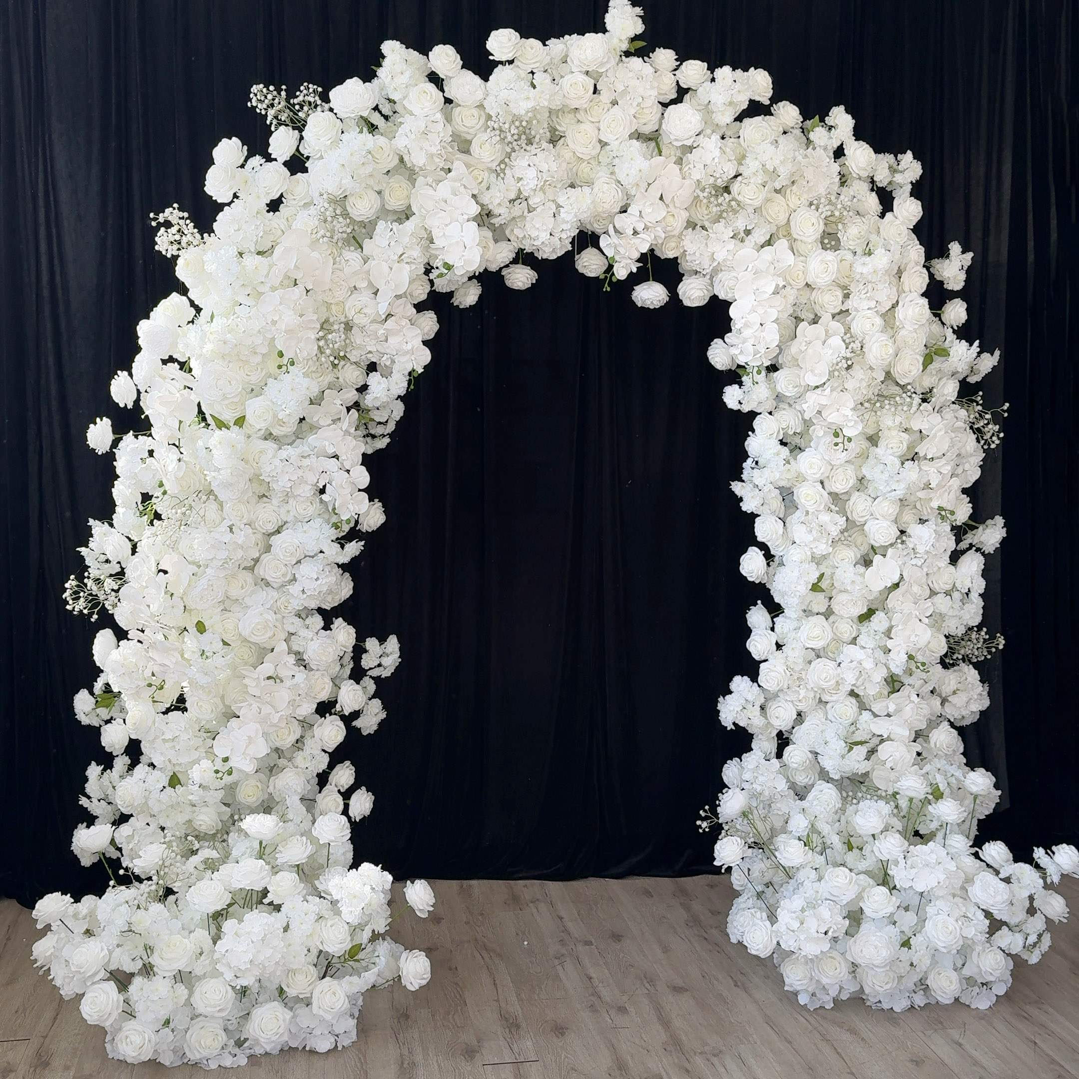 RoseyTime White Flower Arch n-shape Round Arch #RTA108