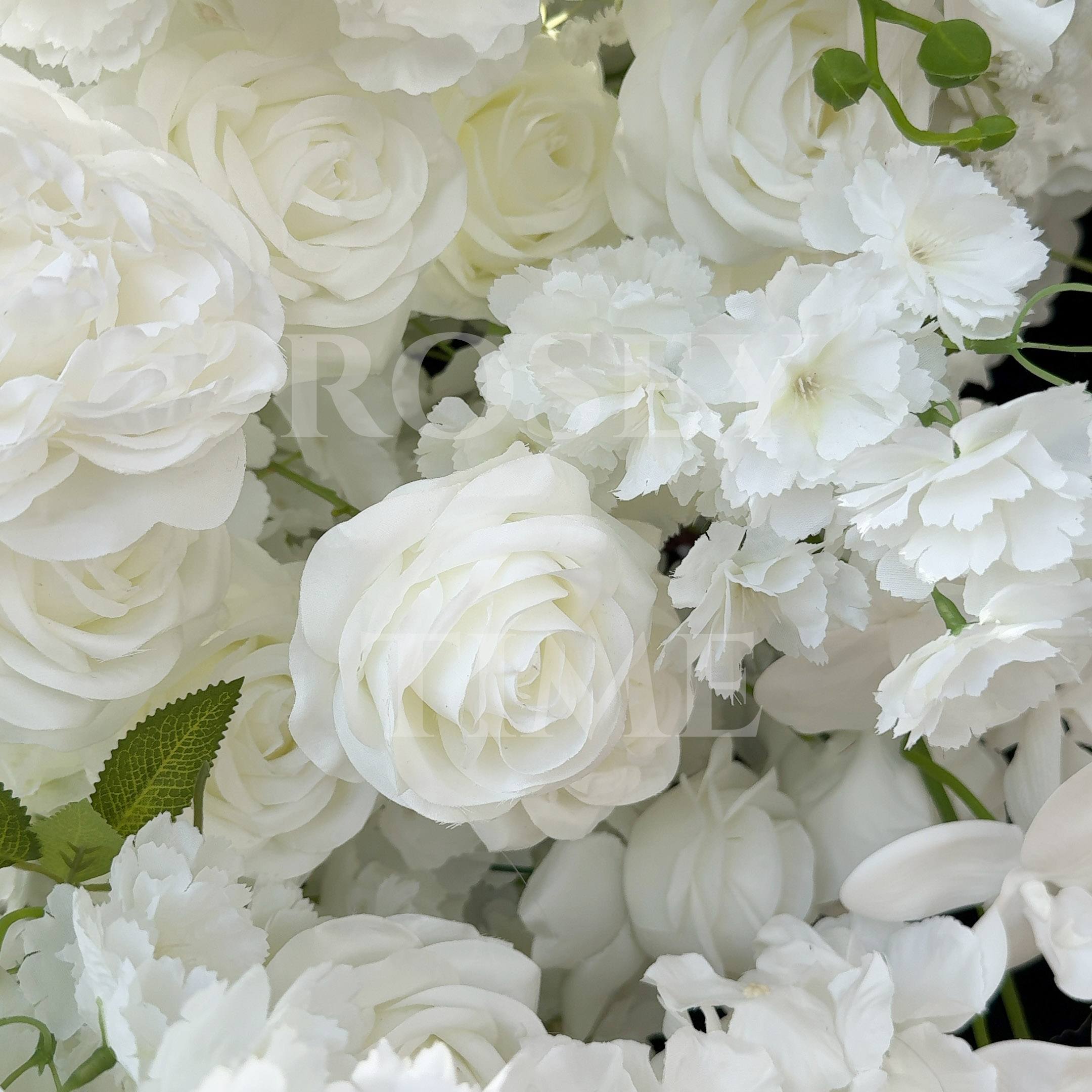 RoseyTime White Flower Arch n-shape Round Arch #RTA108