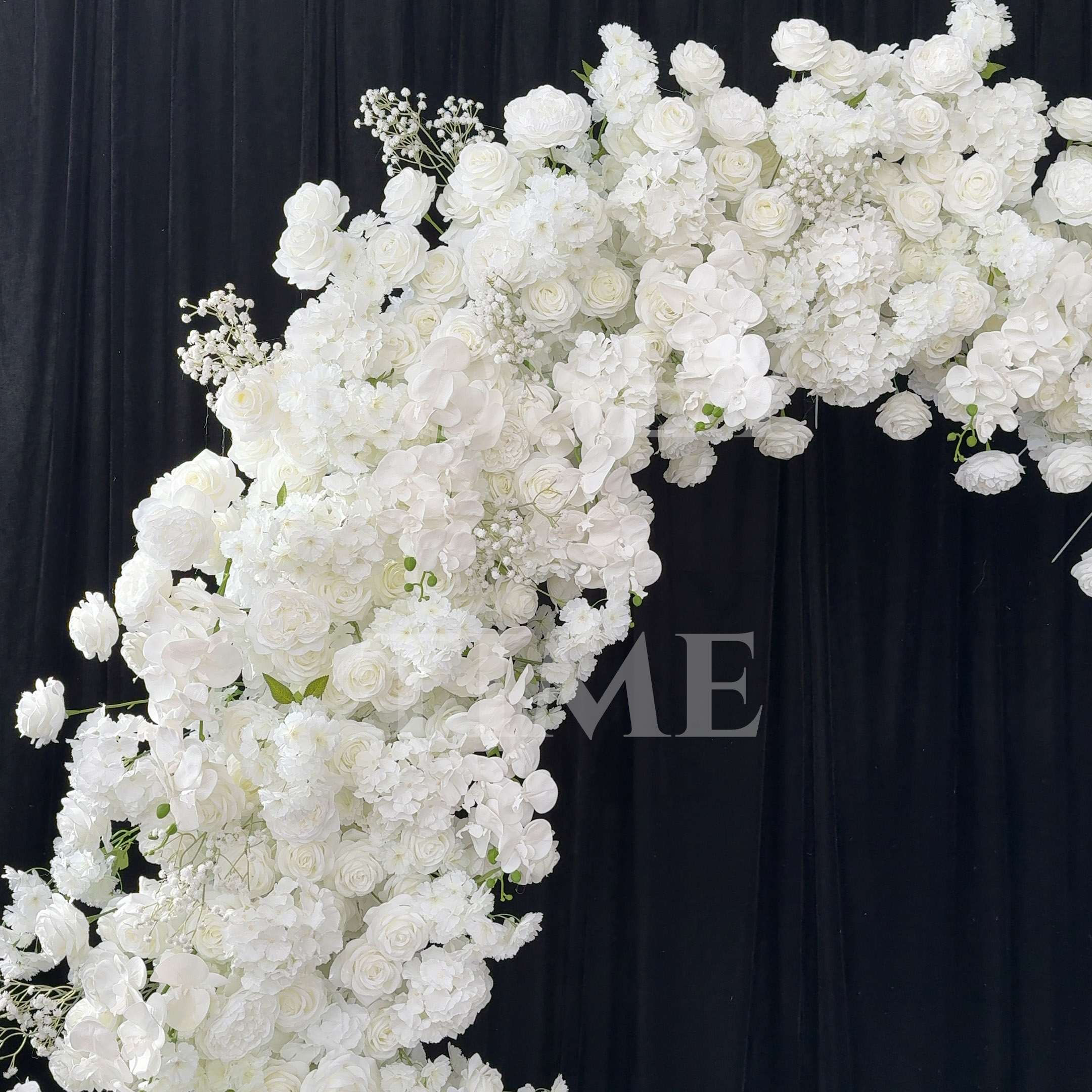 RoseyTime White Flower Arch n-shape Round Arch #RTA108