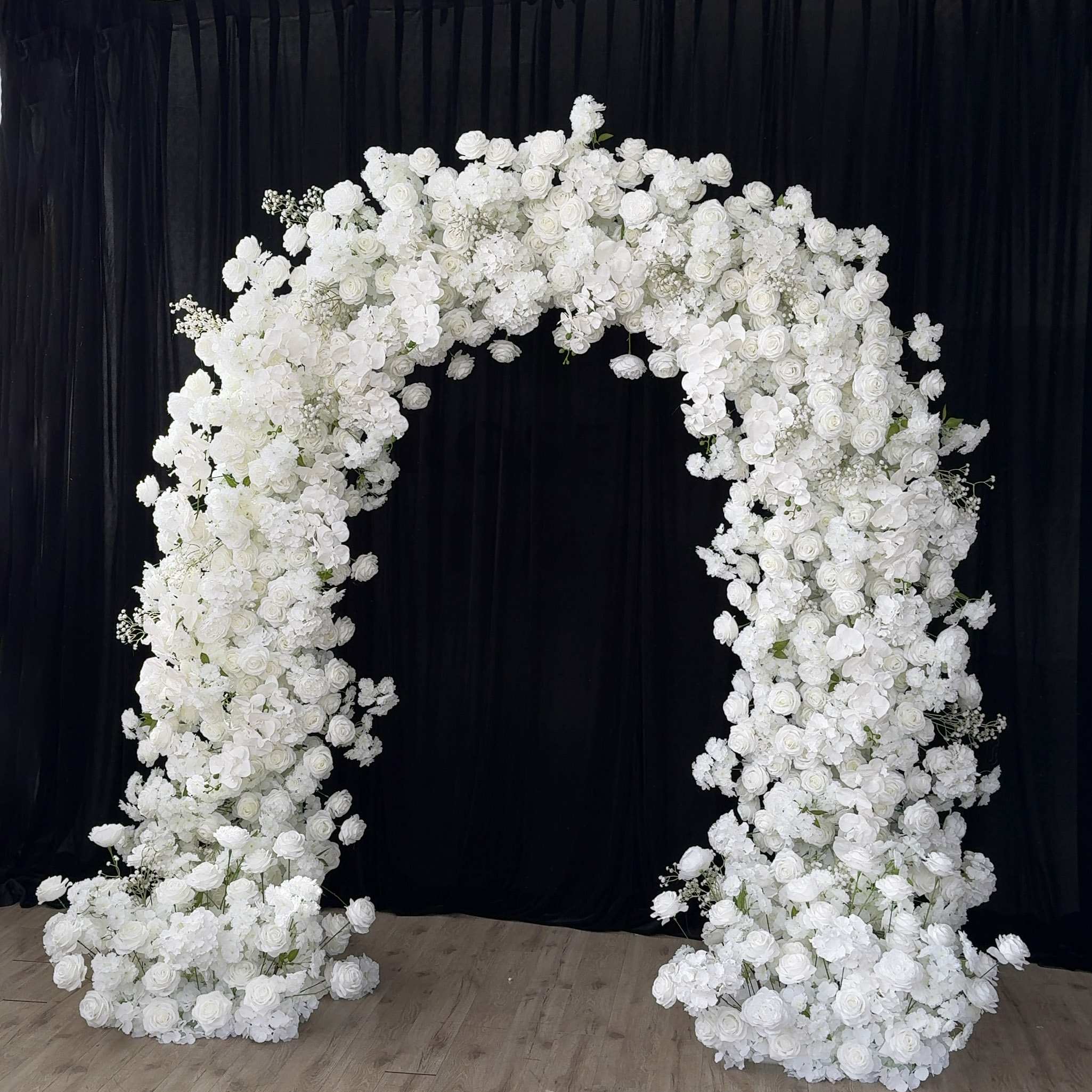 RoseyTime White Flower Arch n-shape Round Arch #RTA108