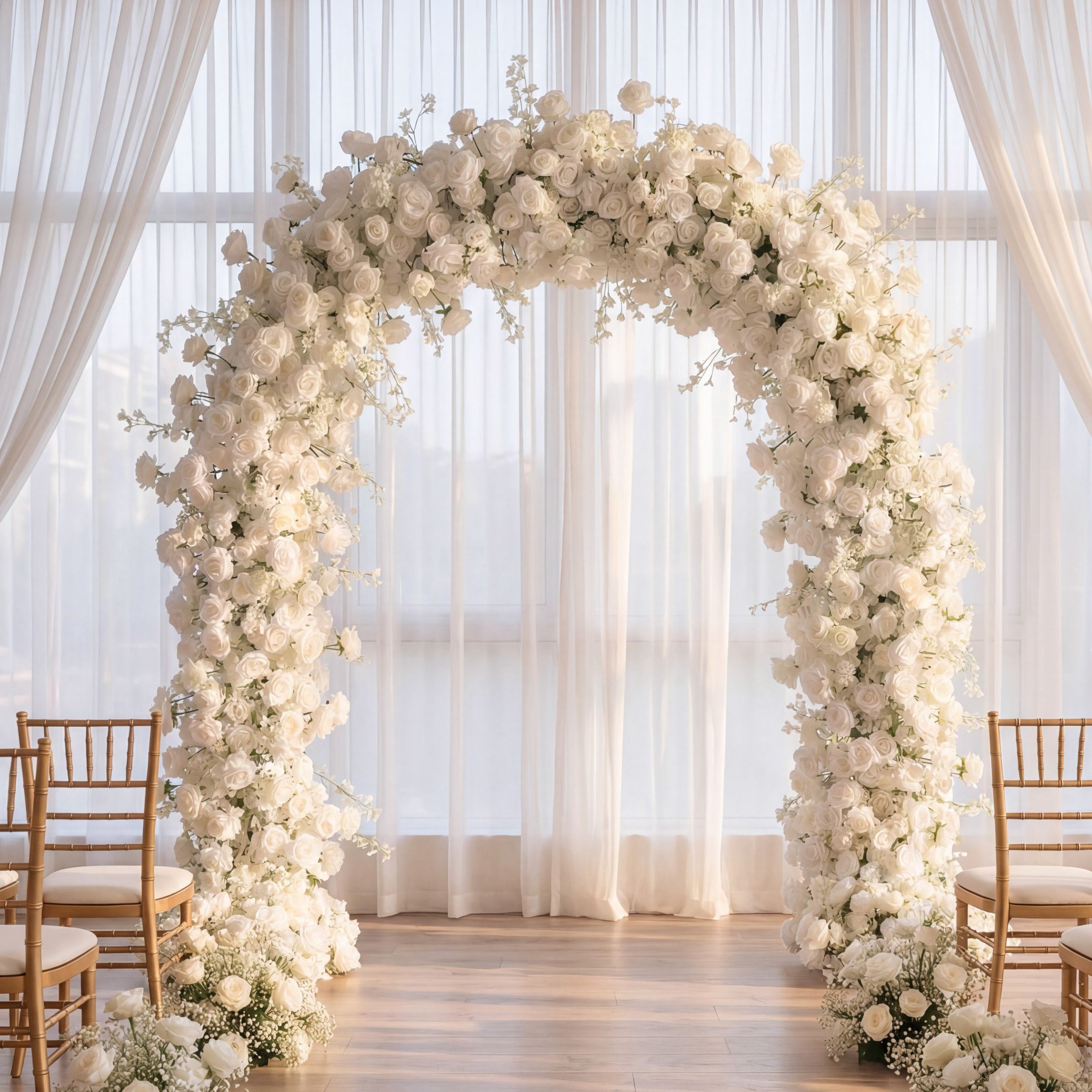 RoseyTime White Wedding Flower Round Arch #RTA102