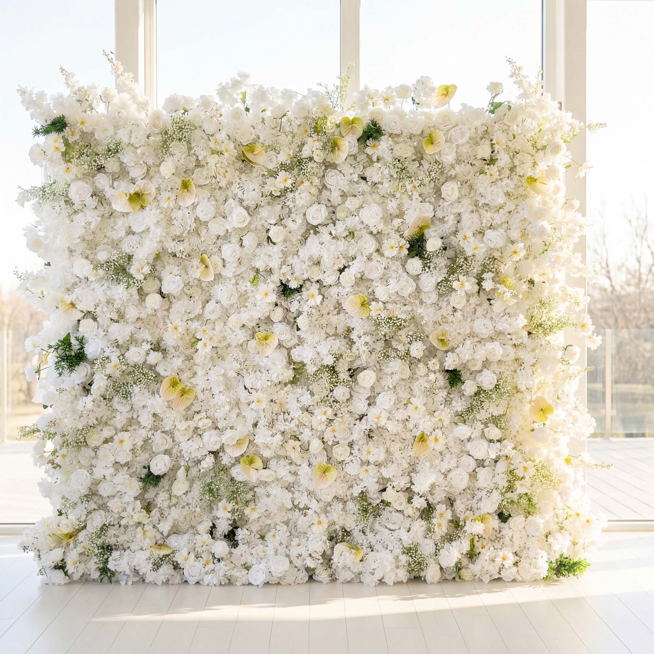 Roseytime 5D White Flower Wall Roll Up Fabric Back #RTW317