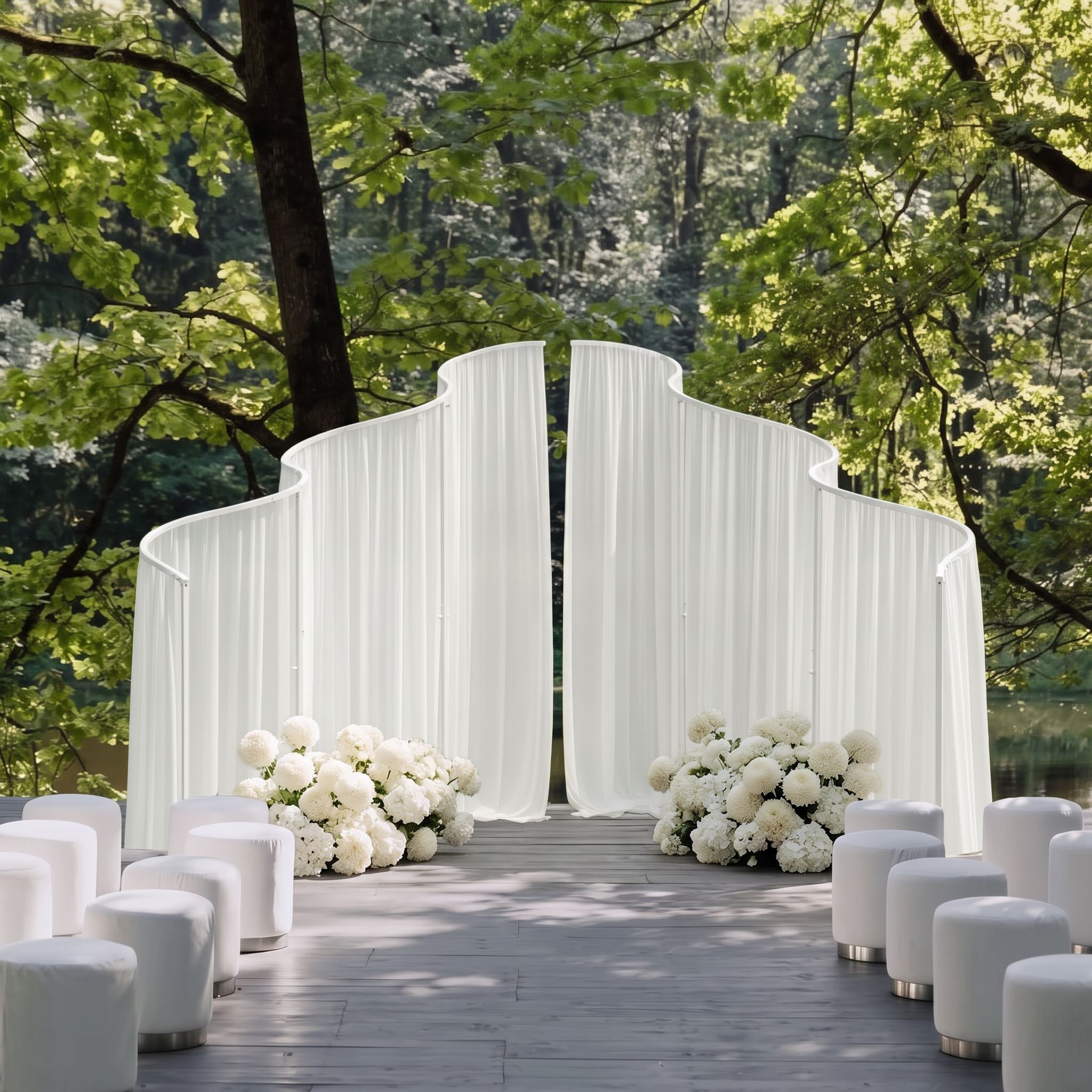 RoseyTime Wave-Shaped Frame Adjustable Height Wedding Metal Arch