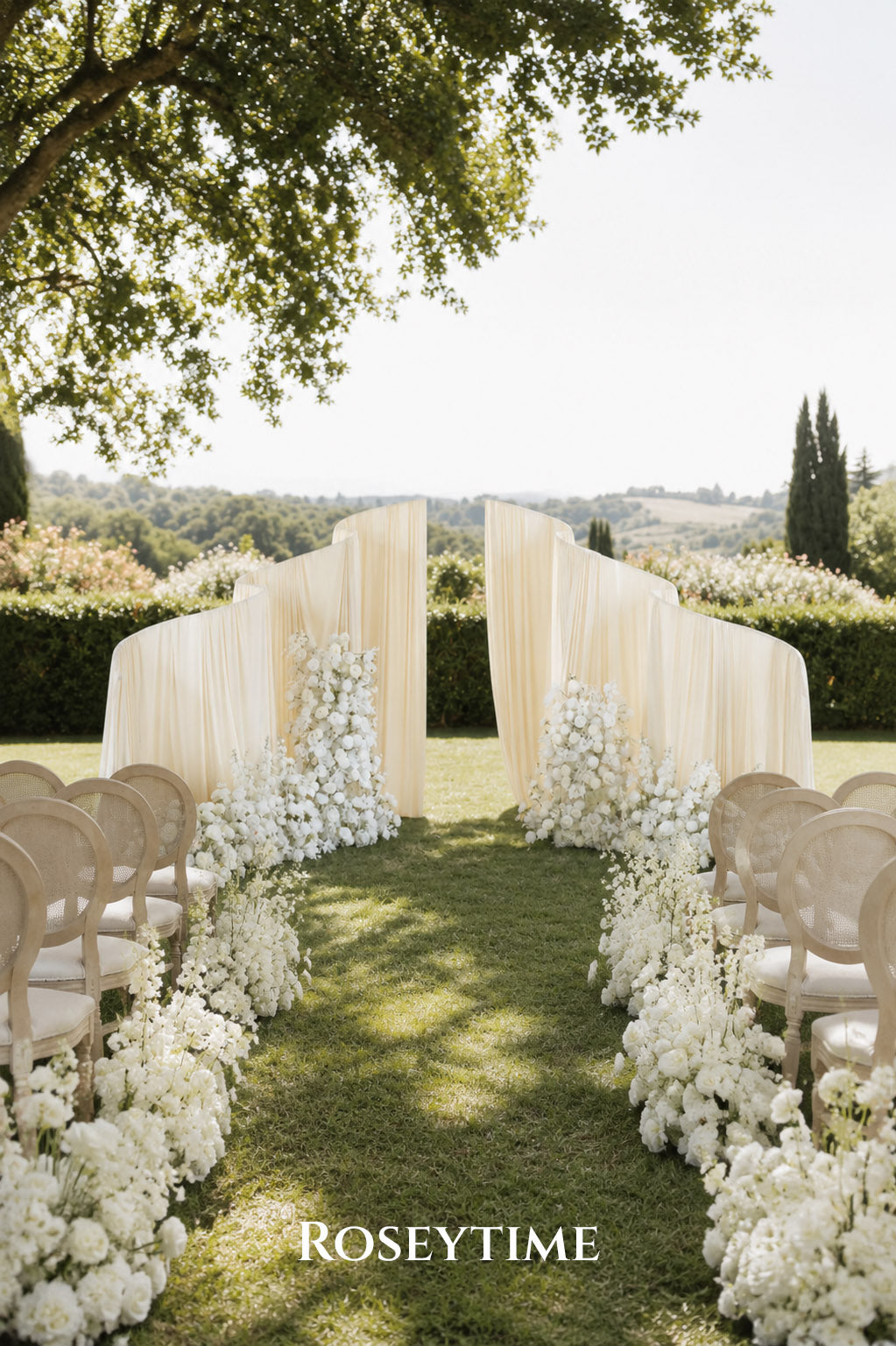 Roseytime Ivory White Flower Pillars Arch with Frame #RTP162
