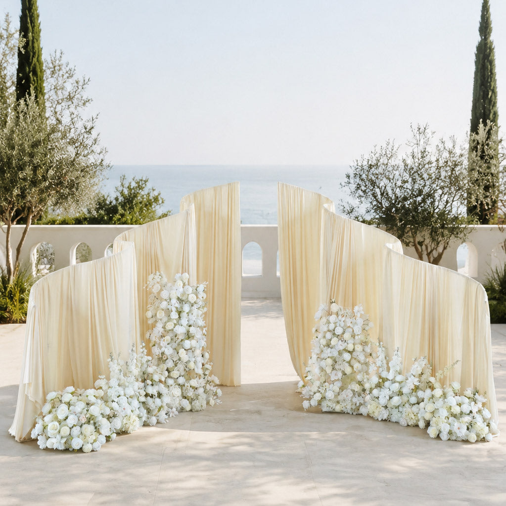 Roseytime Ivory White Flower Pillars Arch with Frame #RTP162