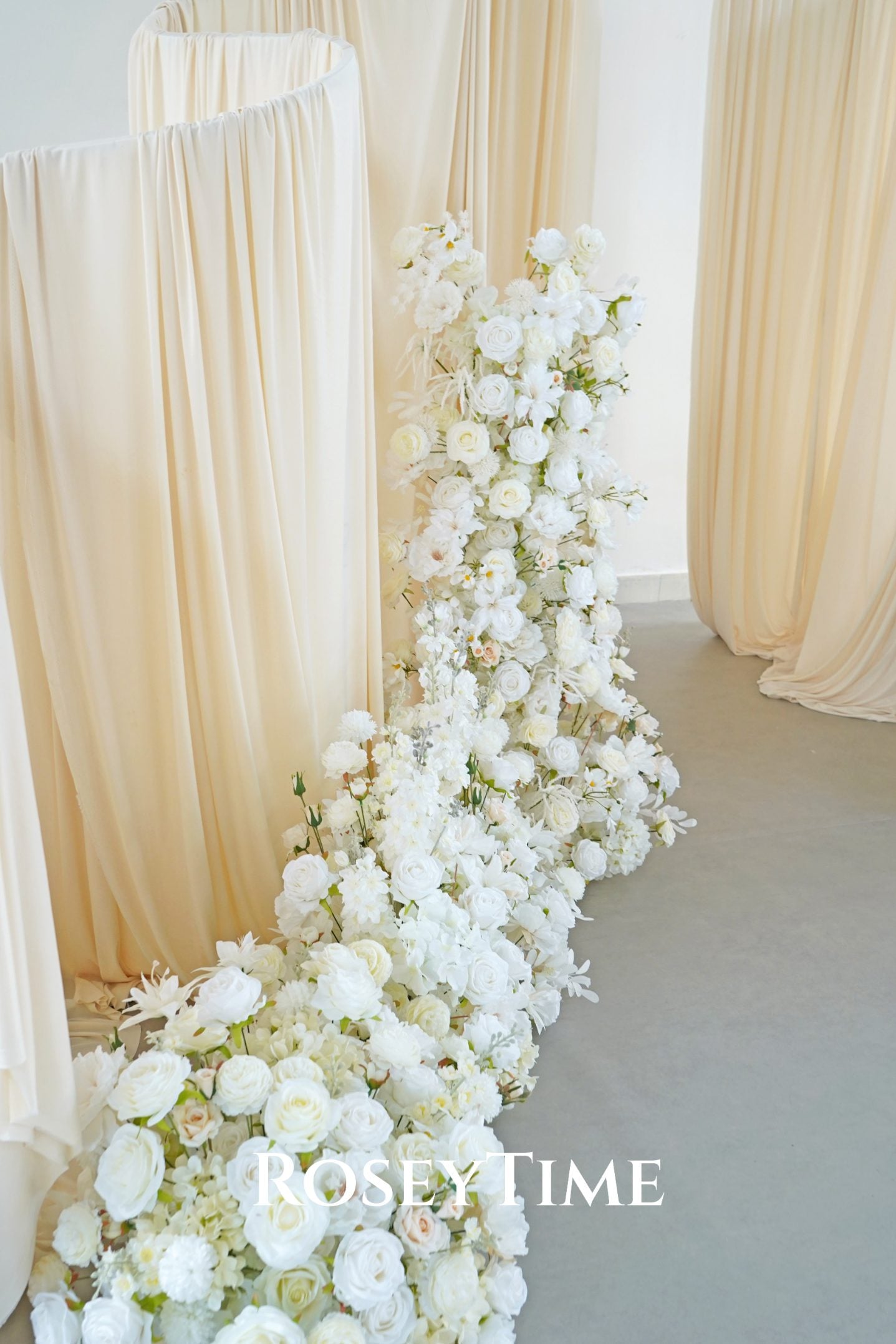 Roseytime Ivory White Flower Pillars Arch with Frame #RTP162