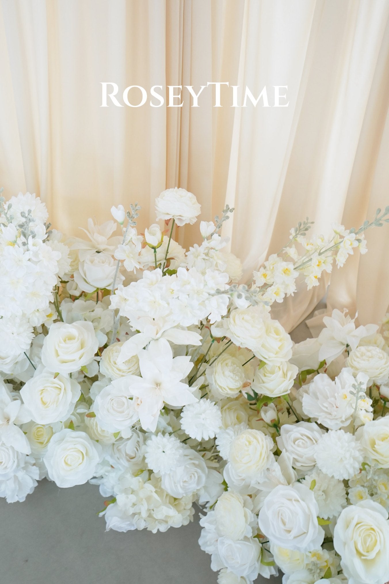 Roseytime Ivory White Flower Pillars Arch with Frame #RTP162
